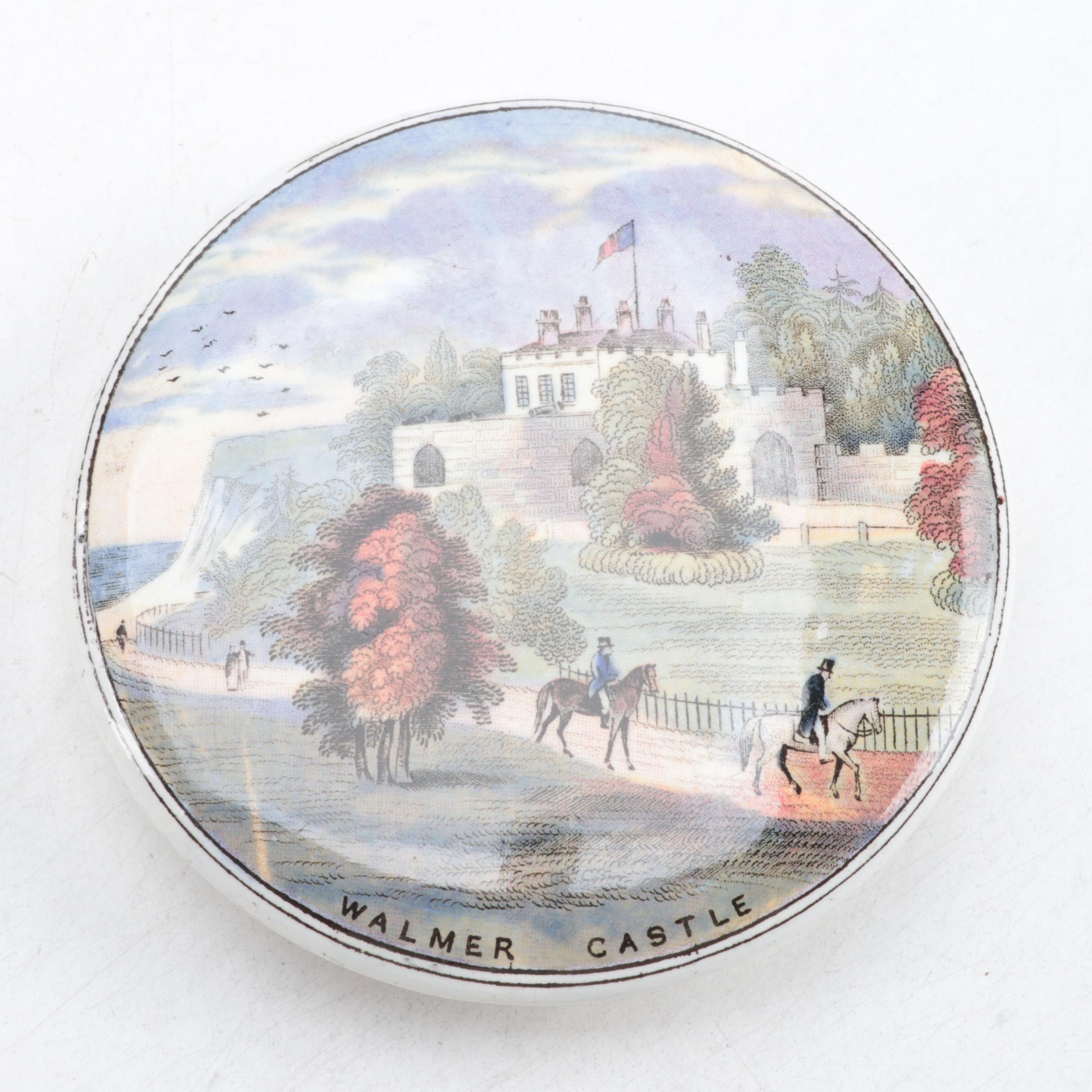 Prattware Pot Lids Depicting English Scenes, 19th Century