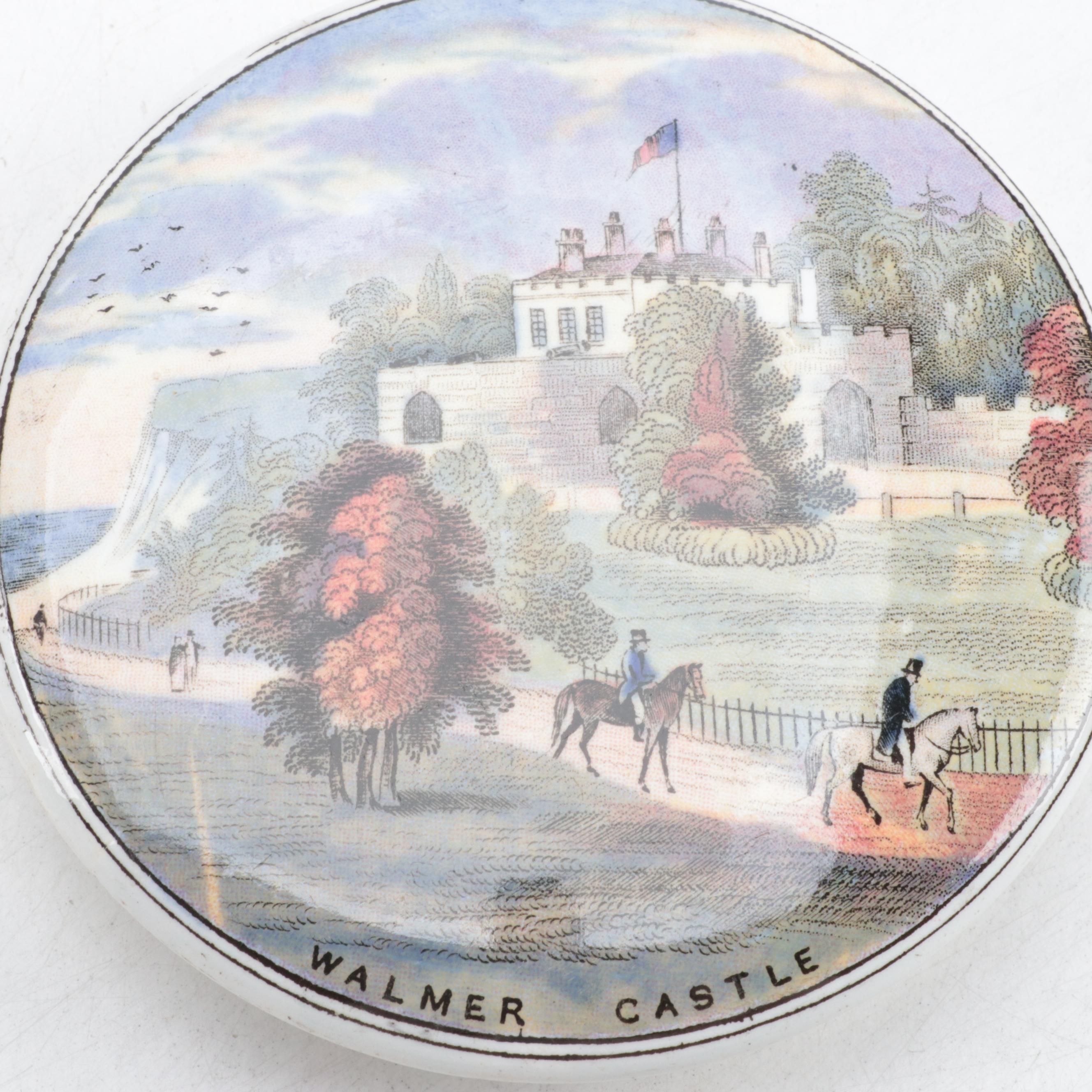 Prattware Pot Lids Depicting English Scenes, 19th Century
