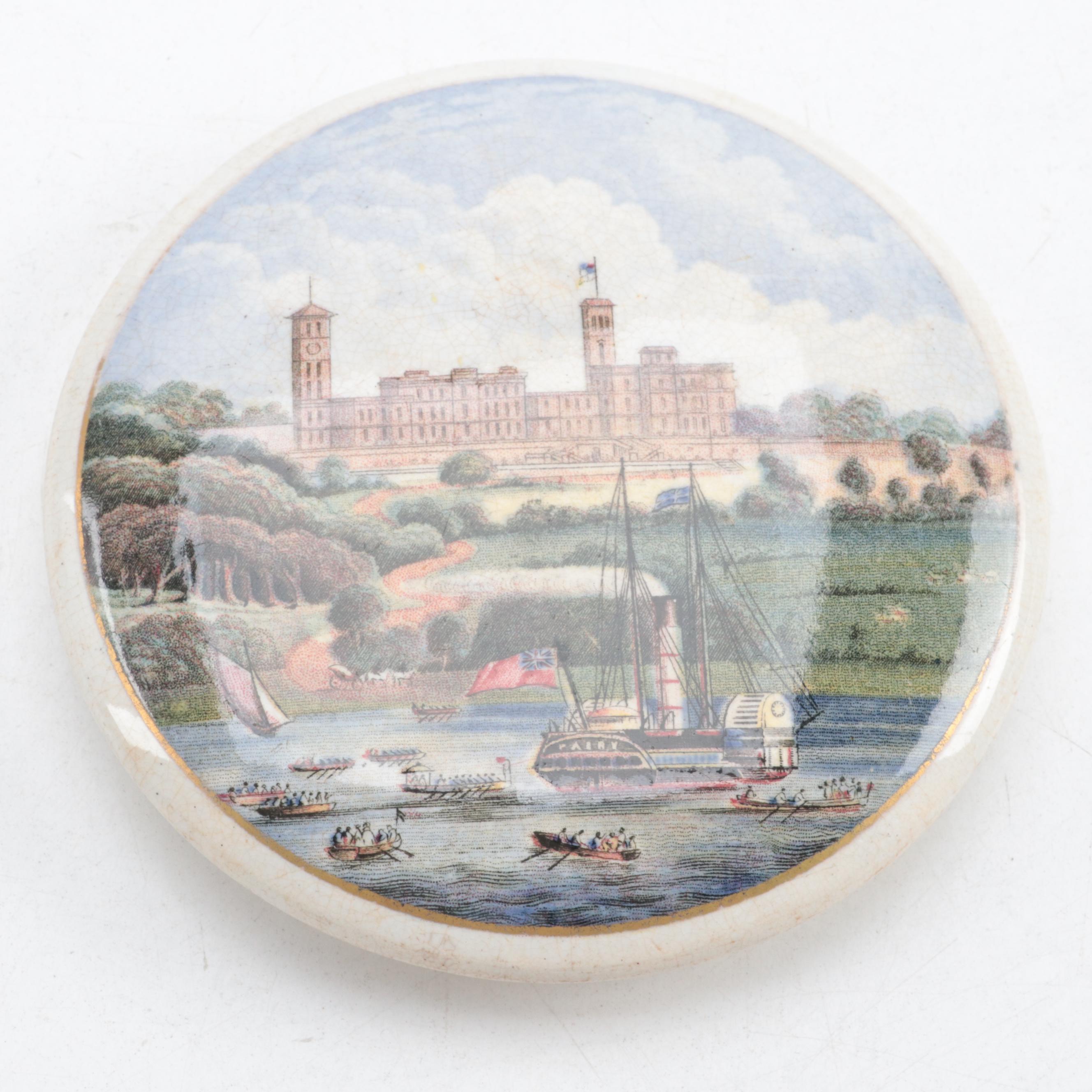 Prattware Pot Lids Depicting English Scenes, 19th Century
