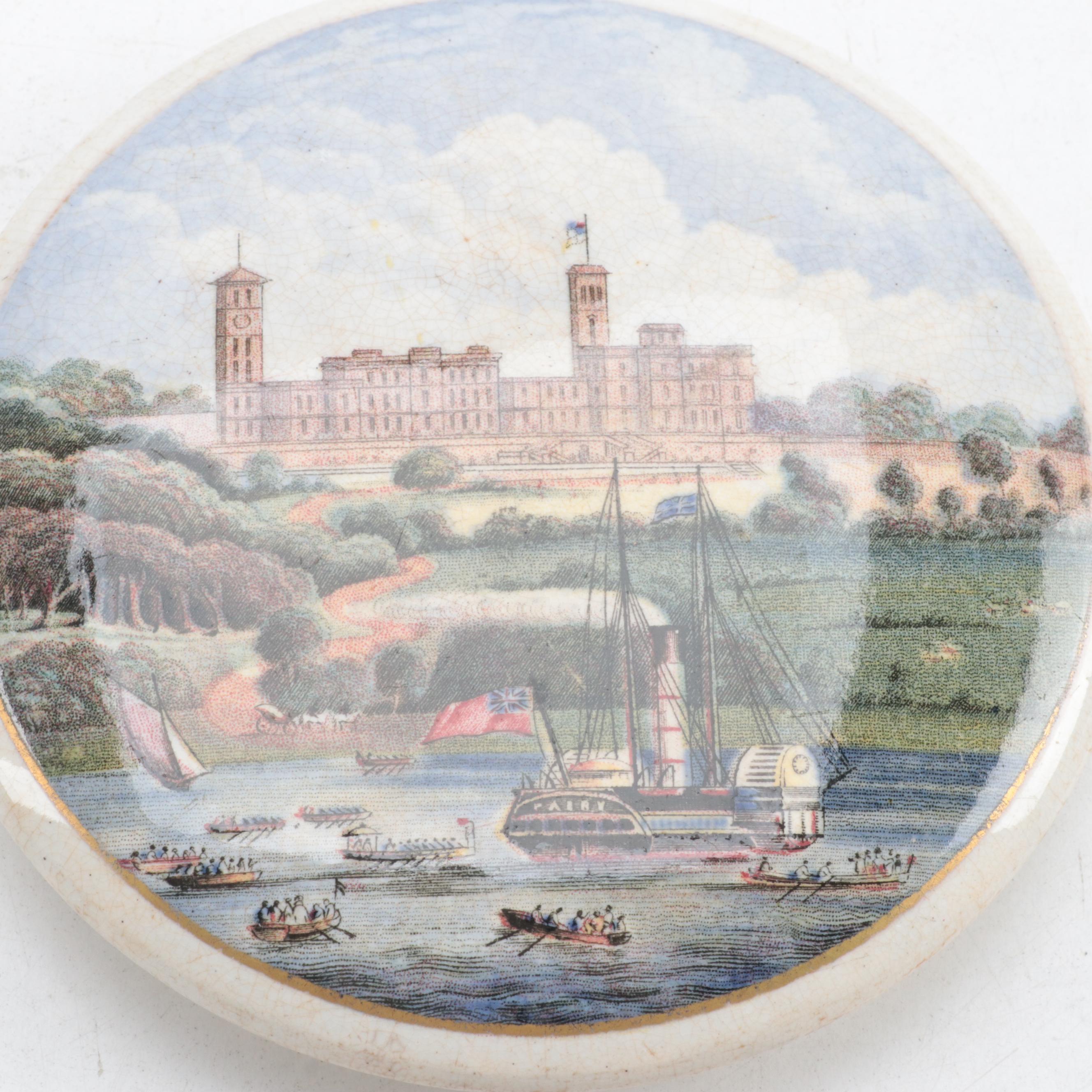 Prattware Pot Lids Depicting English Scenes, 19th Century