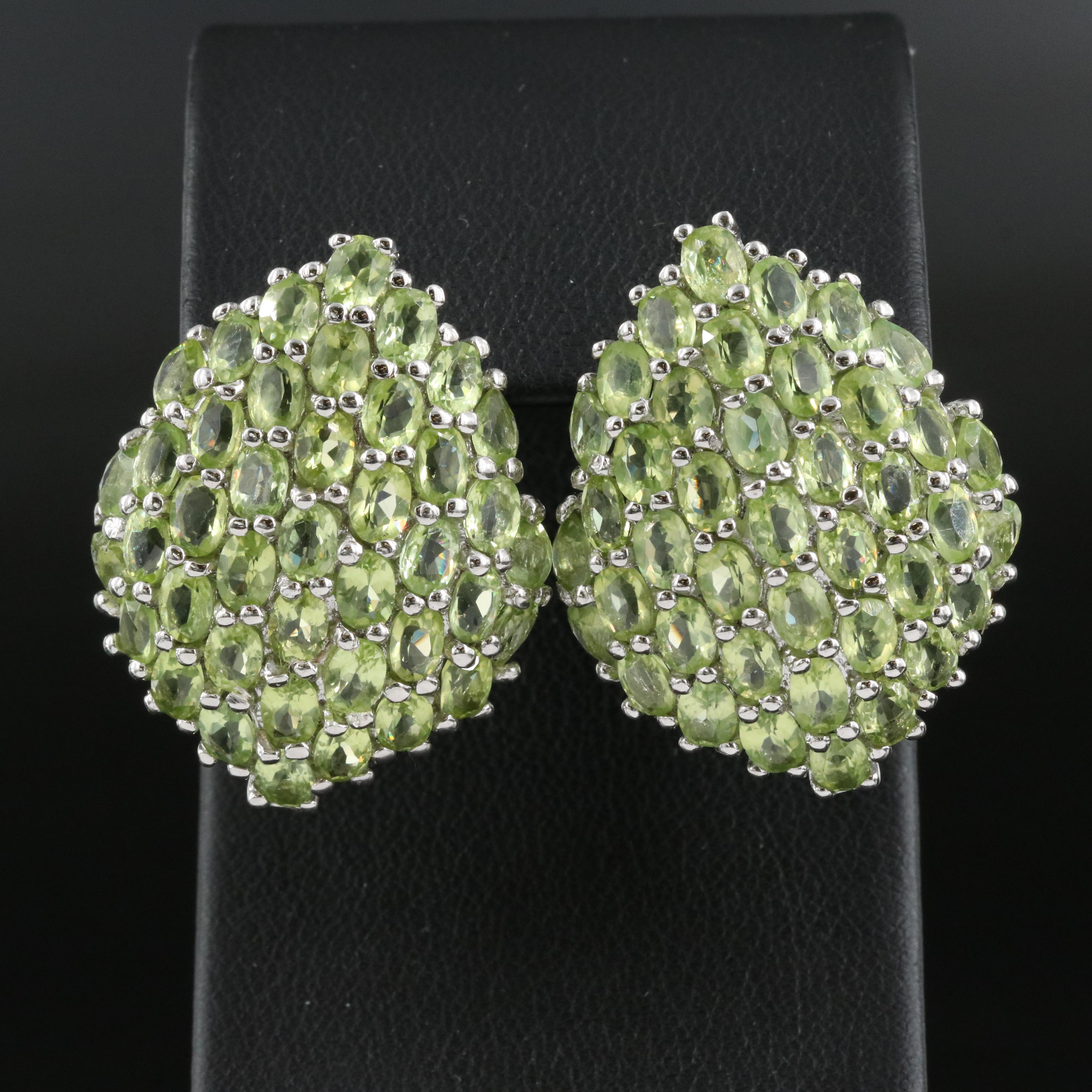Sterling Peridot Cluster Earrings