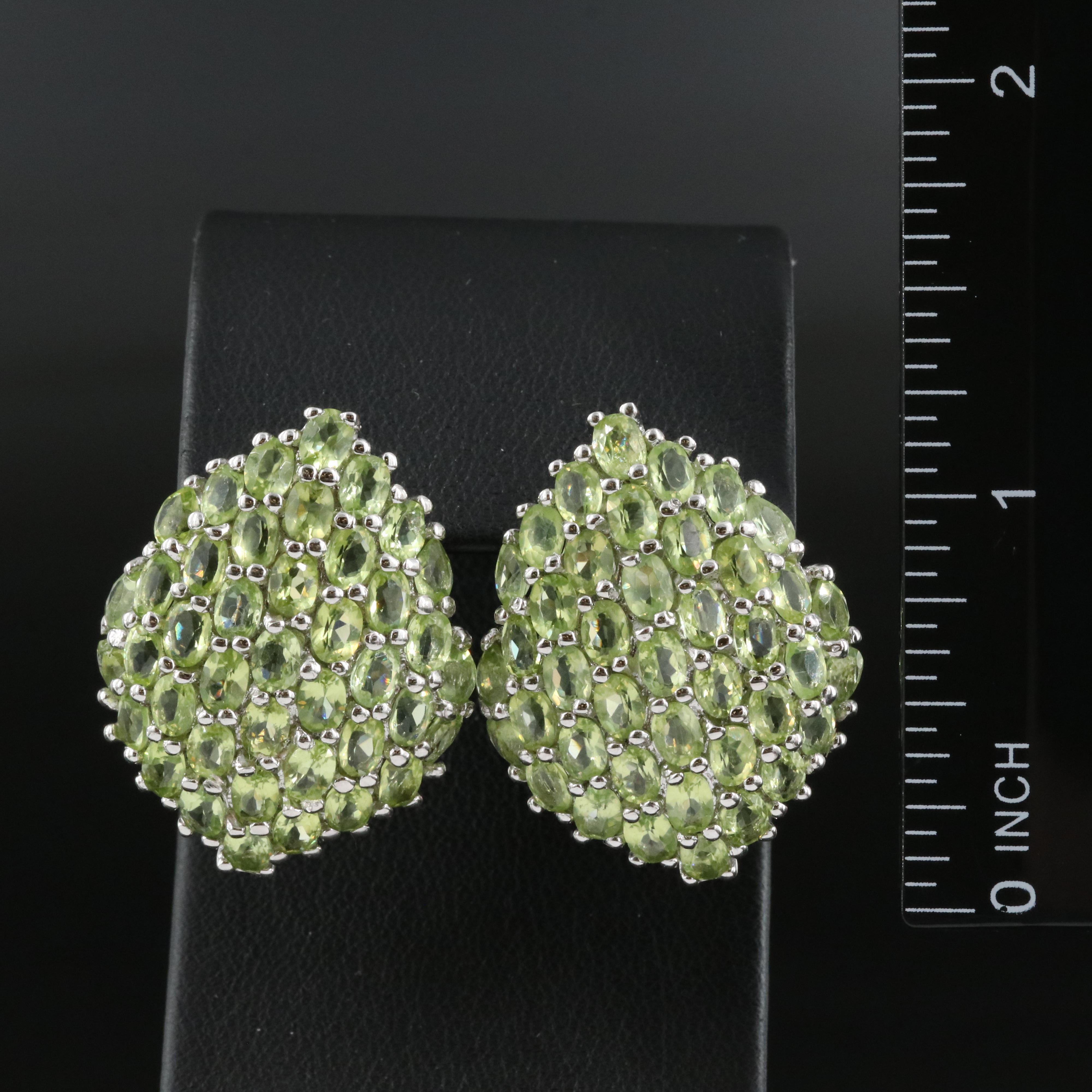 Sterling Peridot Cluster Earrings