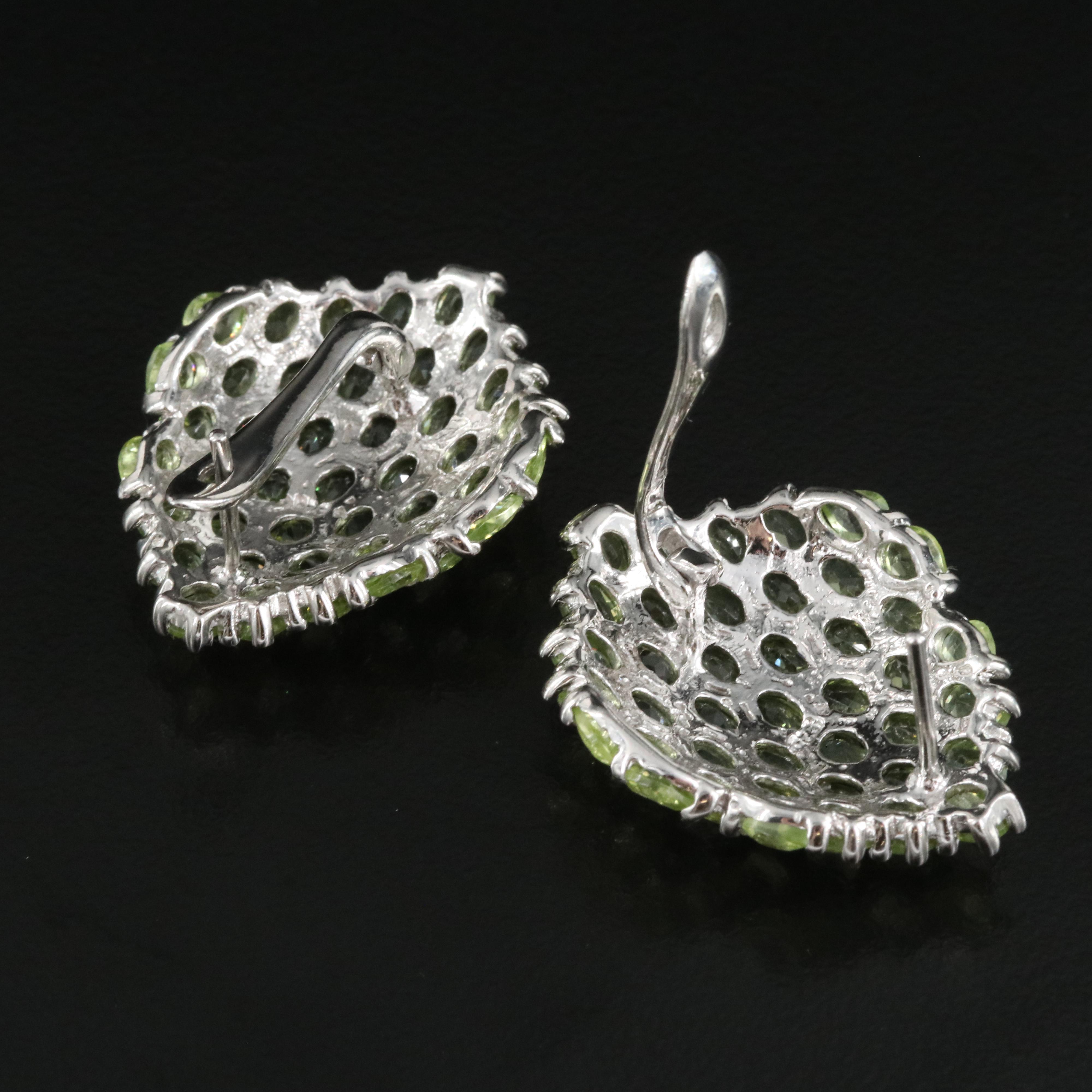 Sterling Peridot Cluster Earrings
