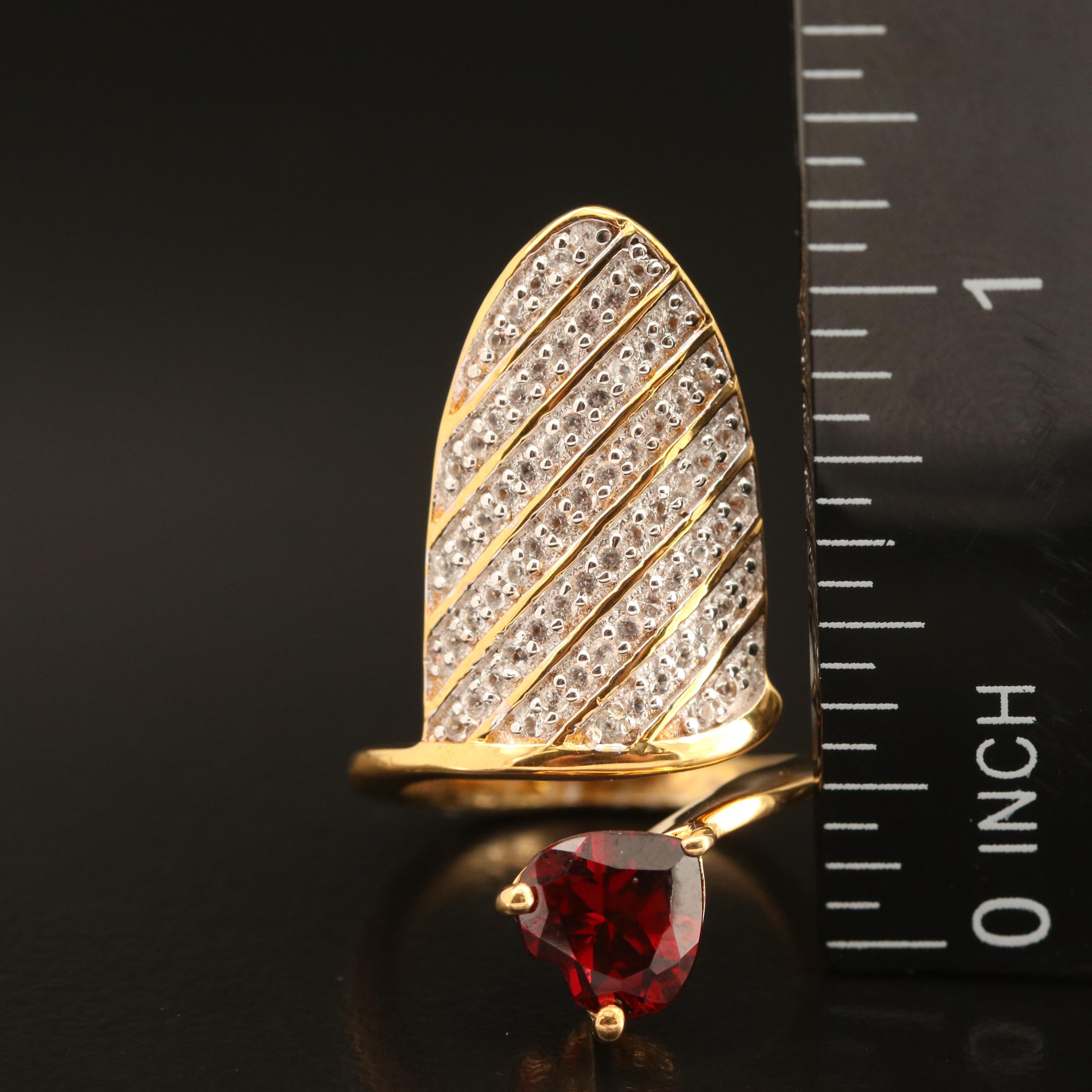 Sterling Garnet and Topaz Fingernail Ring