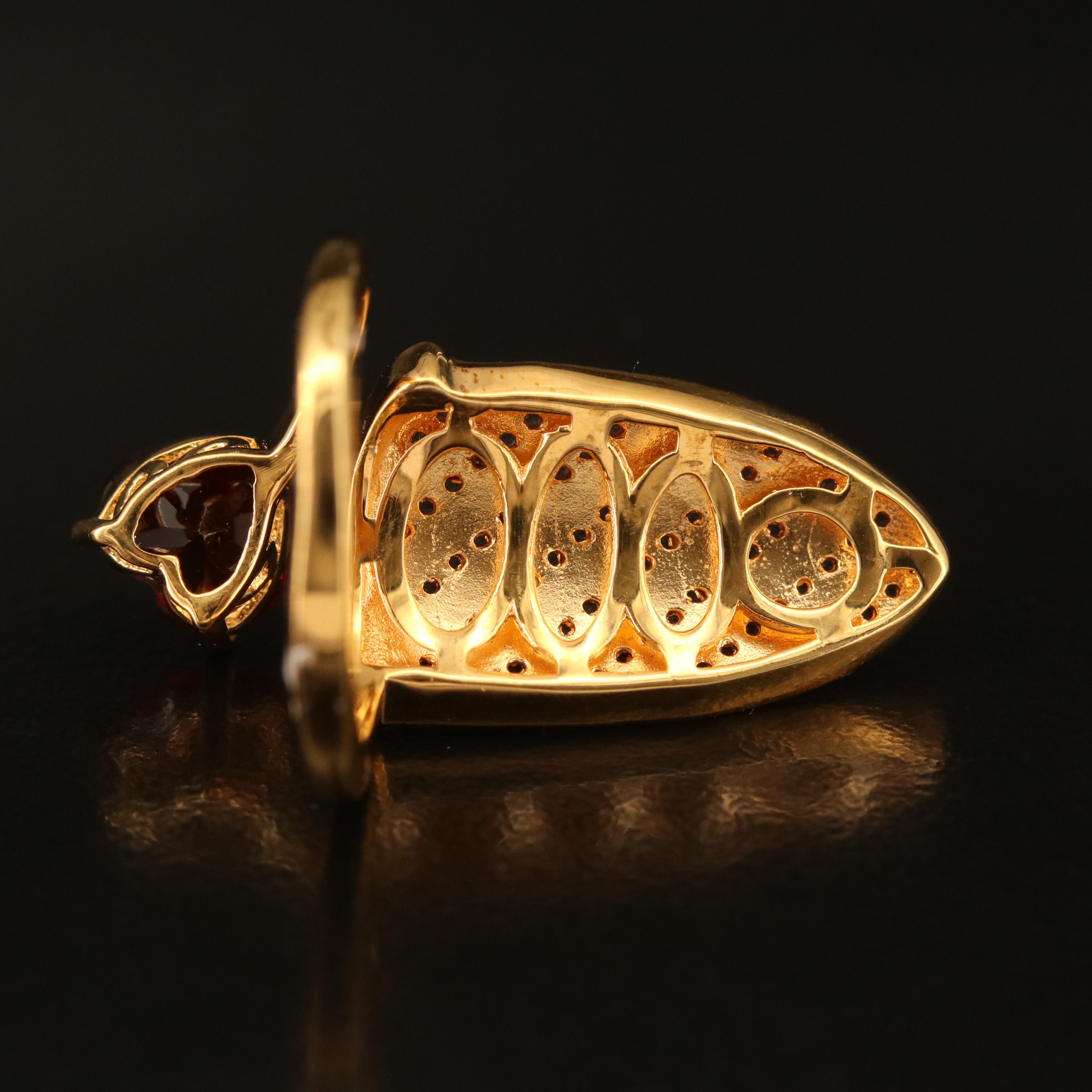 Sterling Garnet and Topaz Fingernail Ring