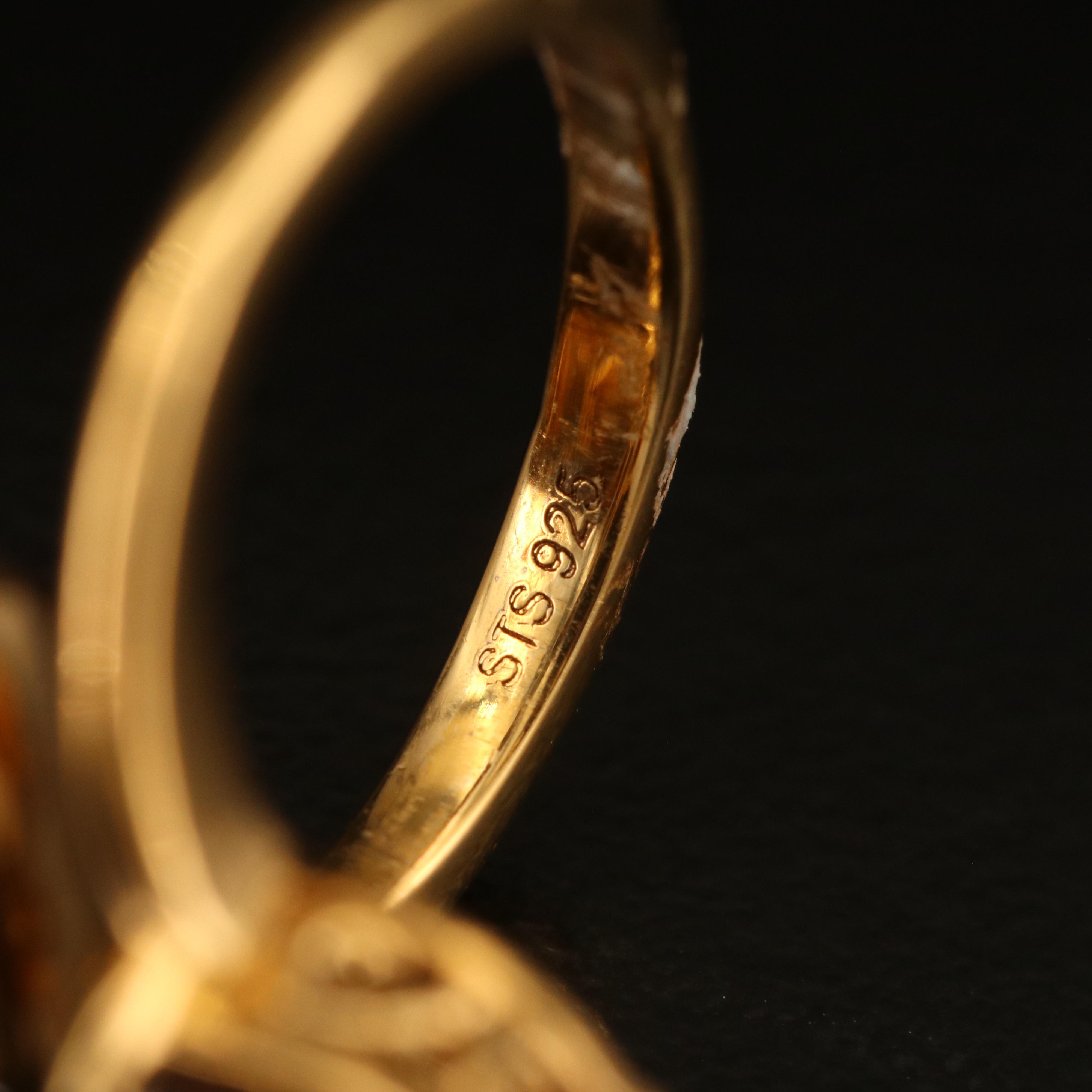 Sterling Garnet and Topaz Fingernail Ring