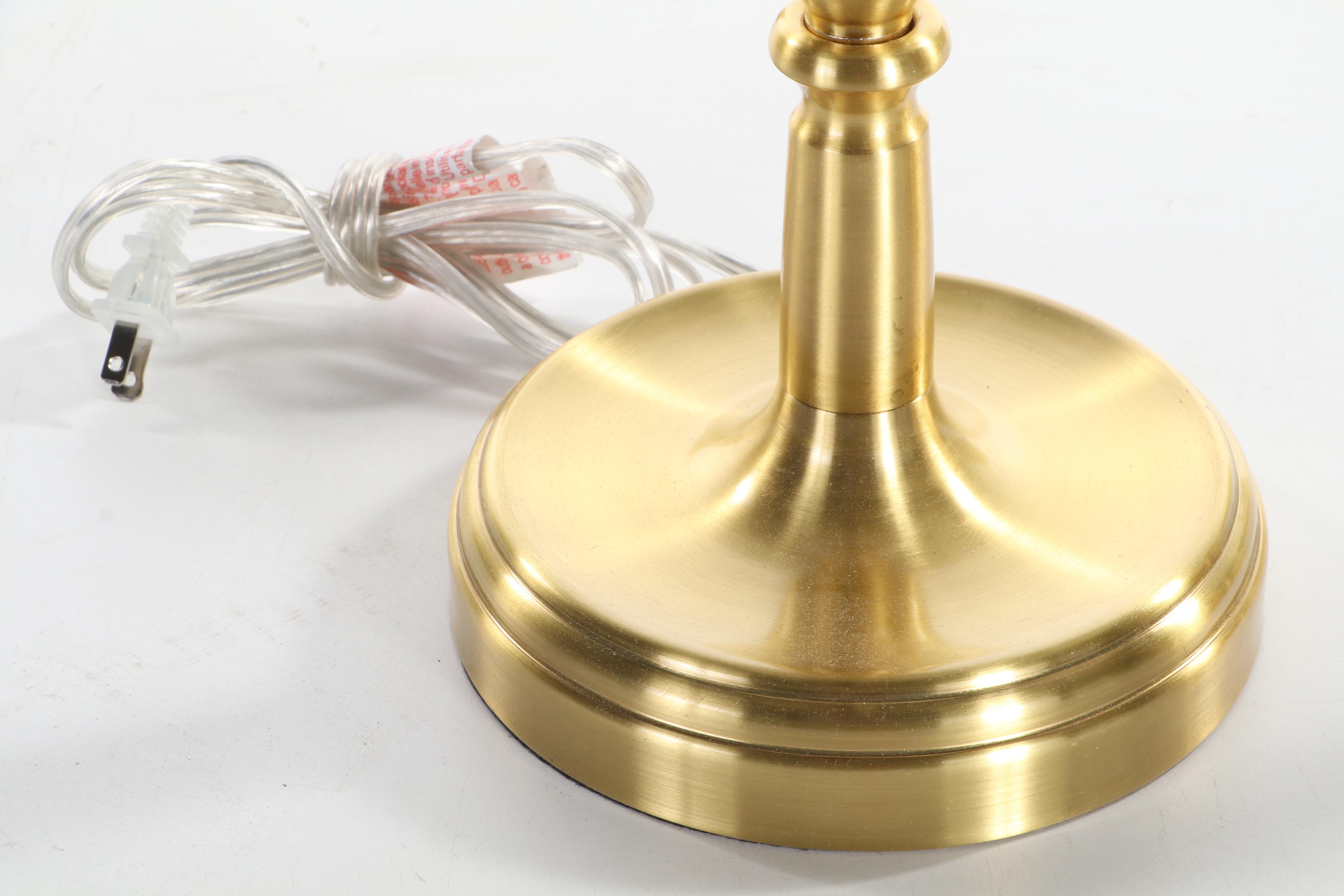 Pair of Ralph Lauren Home Brushed Brass Candlestick Lamps, Contemporary