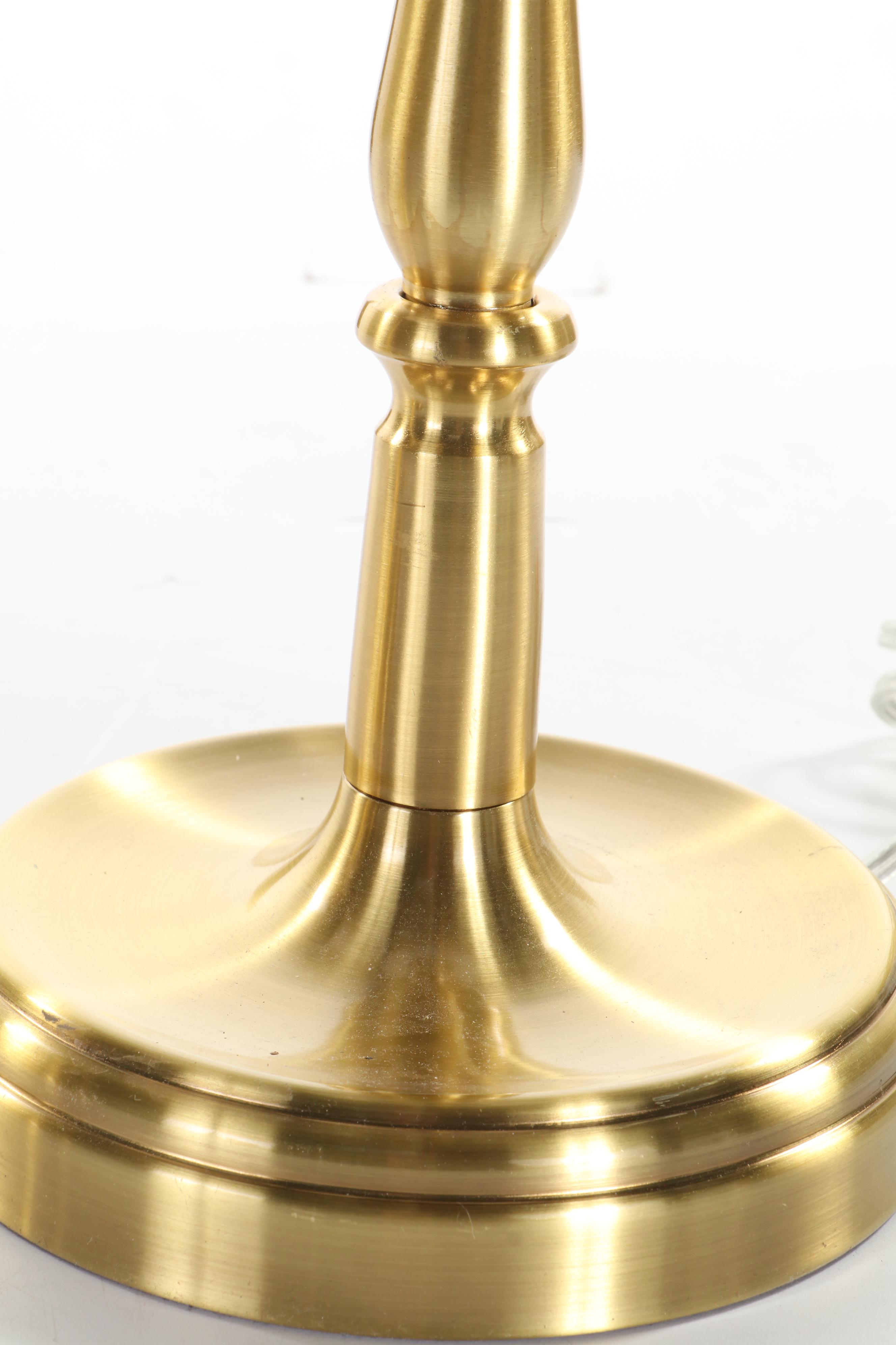 Pair of Ralph Lauren Home Brushed Brass Candlestick Lamps, Contemporary