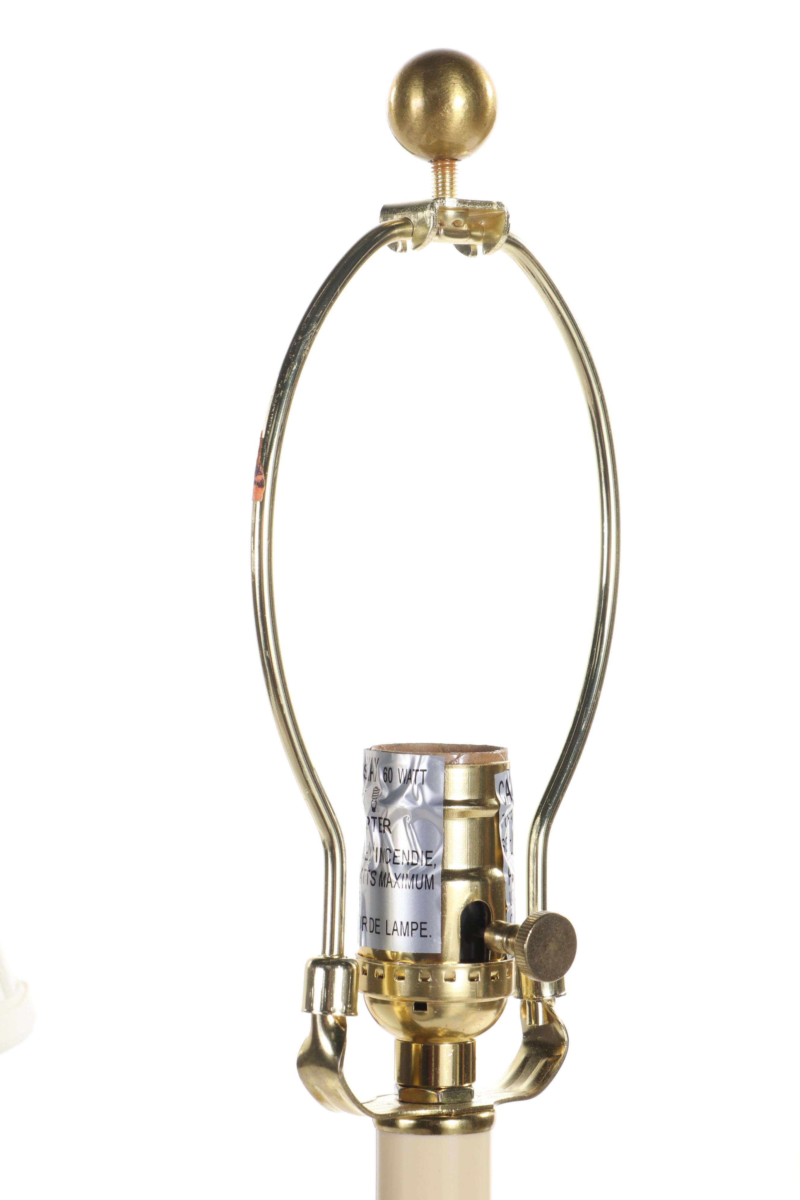 Pair of Ralph Lauren Home Brushed Brass Candlestick Lamps, Contemporary