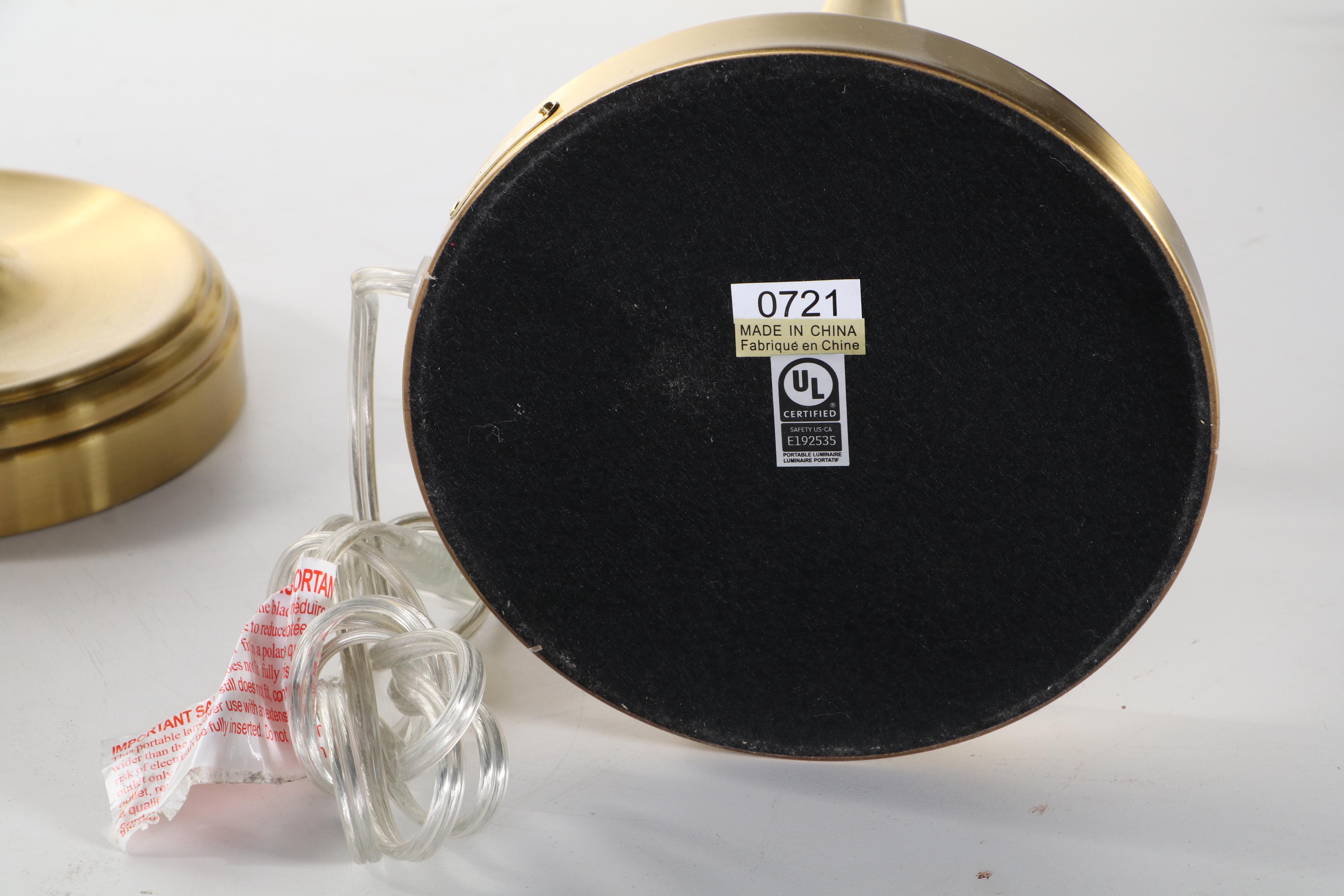 Pair of Ralph Lauren Home Brushed Brass Candlestick Lamps, Contemporary