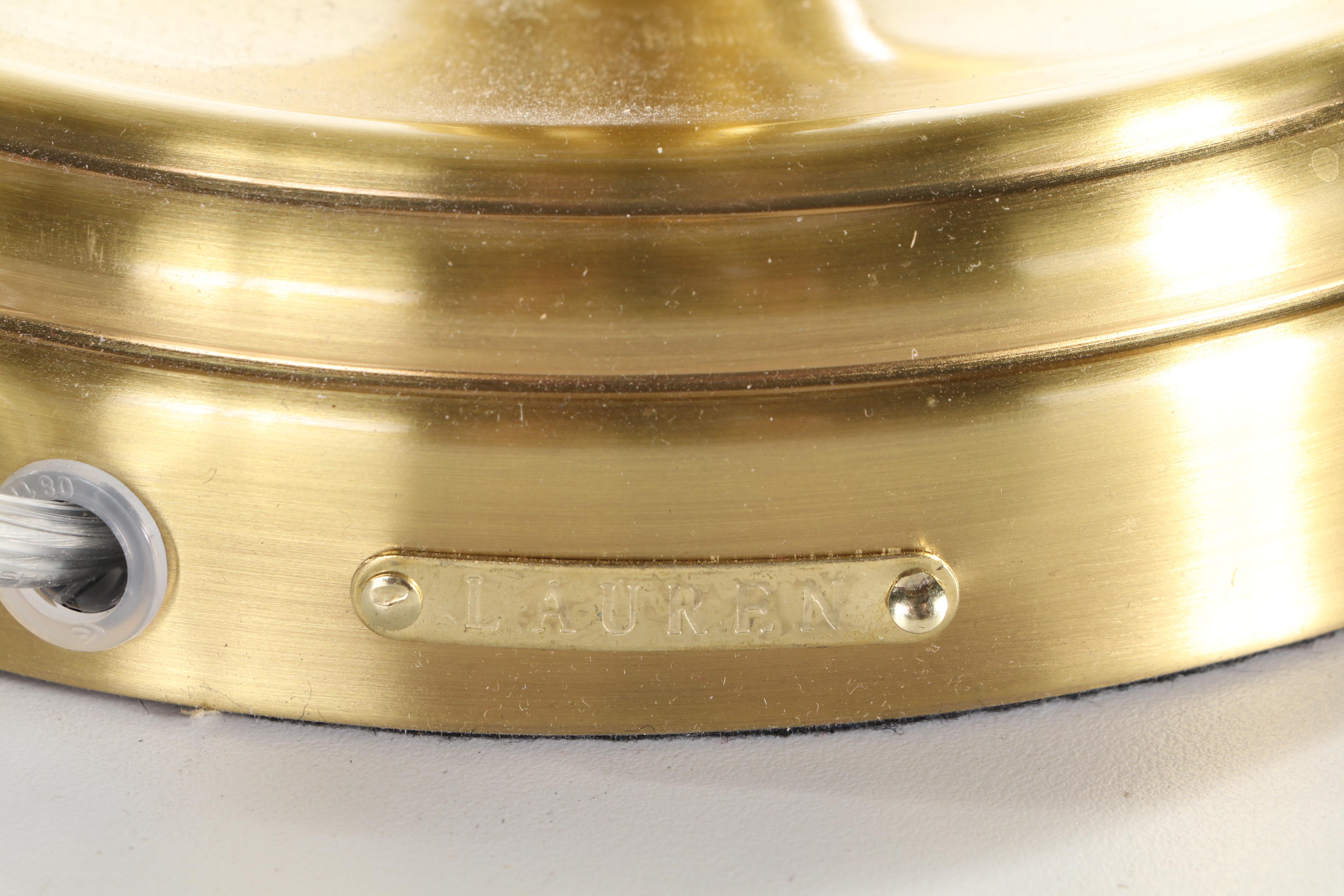 Pair of Ralph Lauren Home Brushed Brass Candlestick Lamps, Contemporary