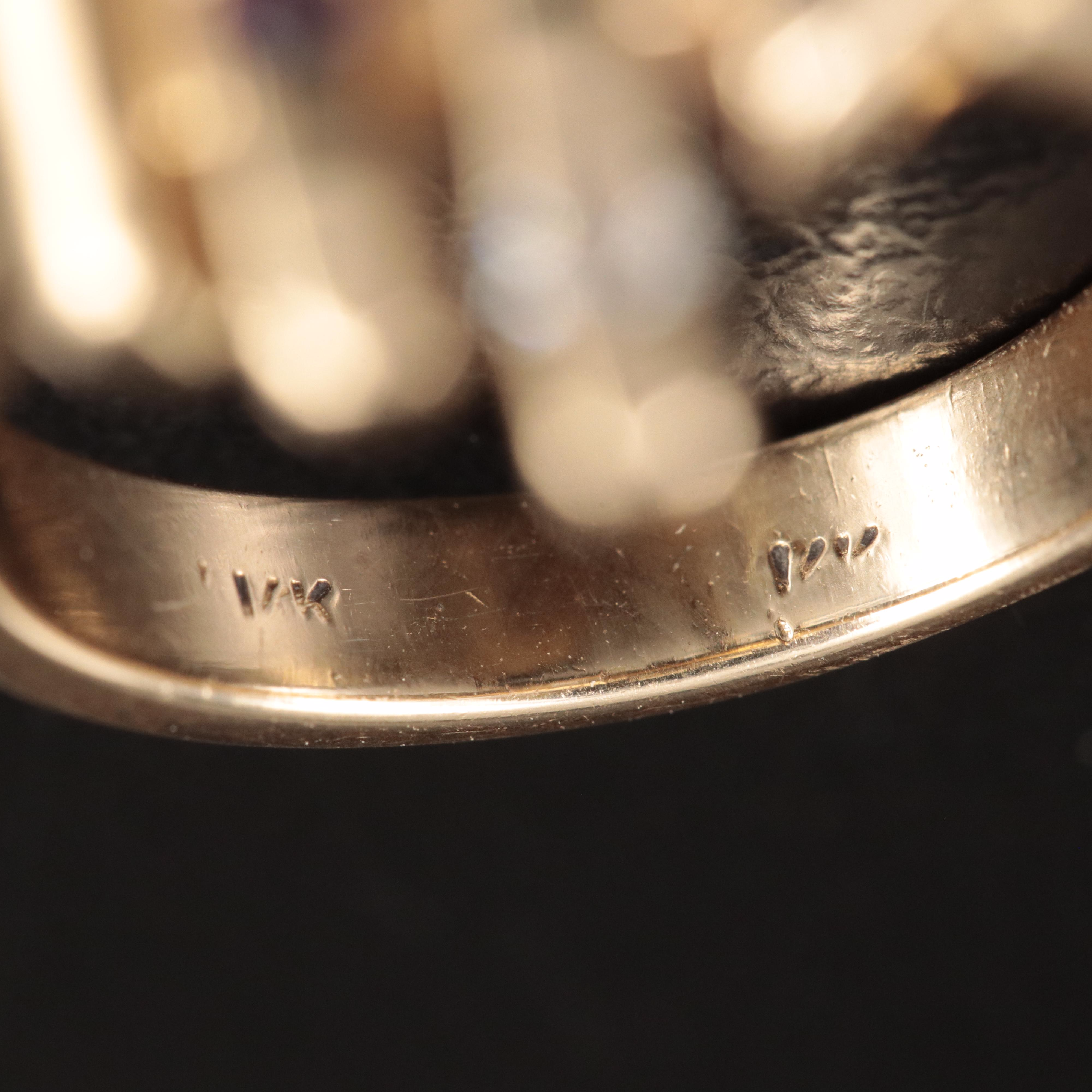 14K Diamond, Amethyst and Ruby Ring