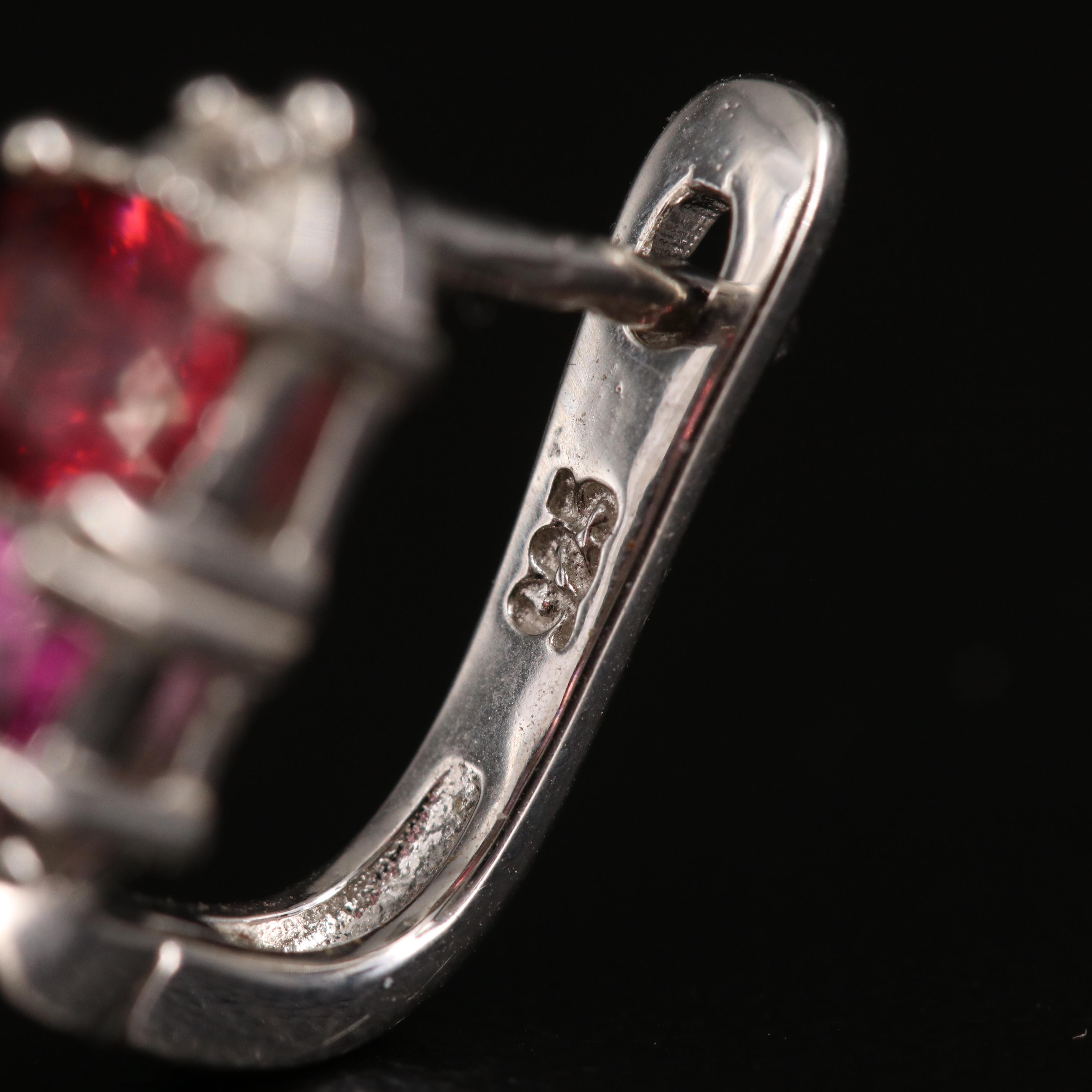 Sterling Amethyst, Garnet and White Sapphire Earrings