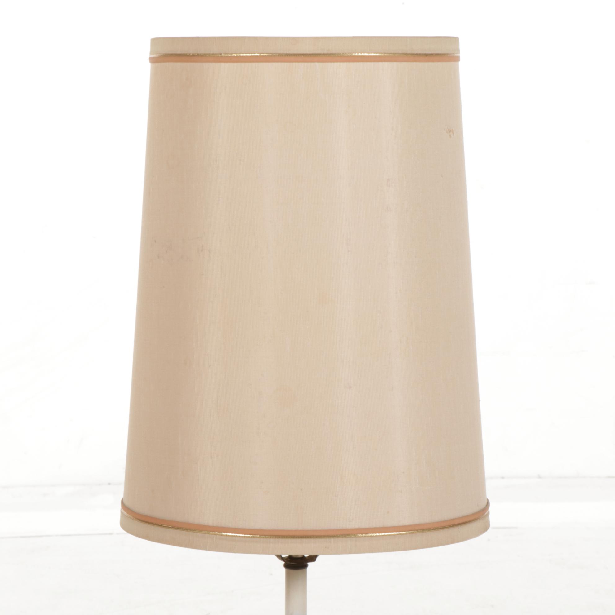 Mid Century Modern Controlled Bubble Glass and White Stone Base Table Lamp