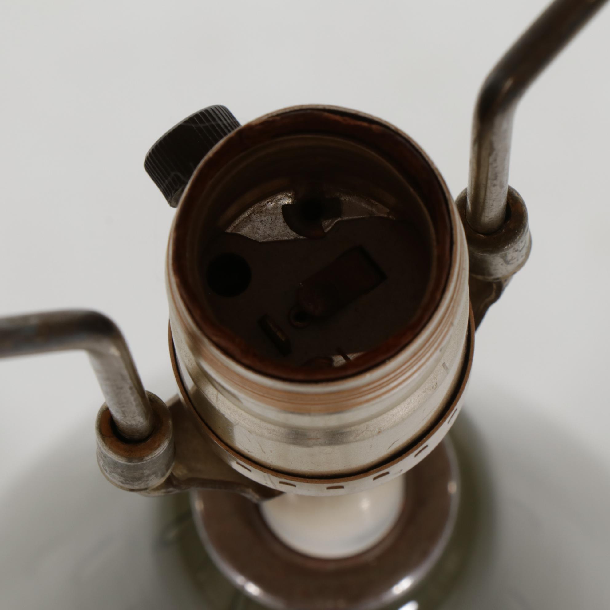 Mid Century Modern Controlled Bubble Glass and White Stone Base Table Lamp