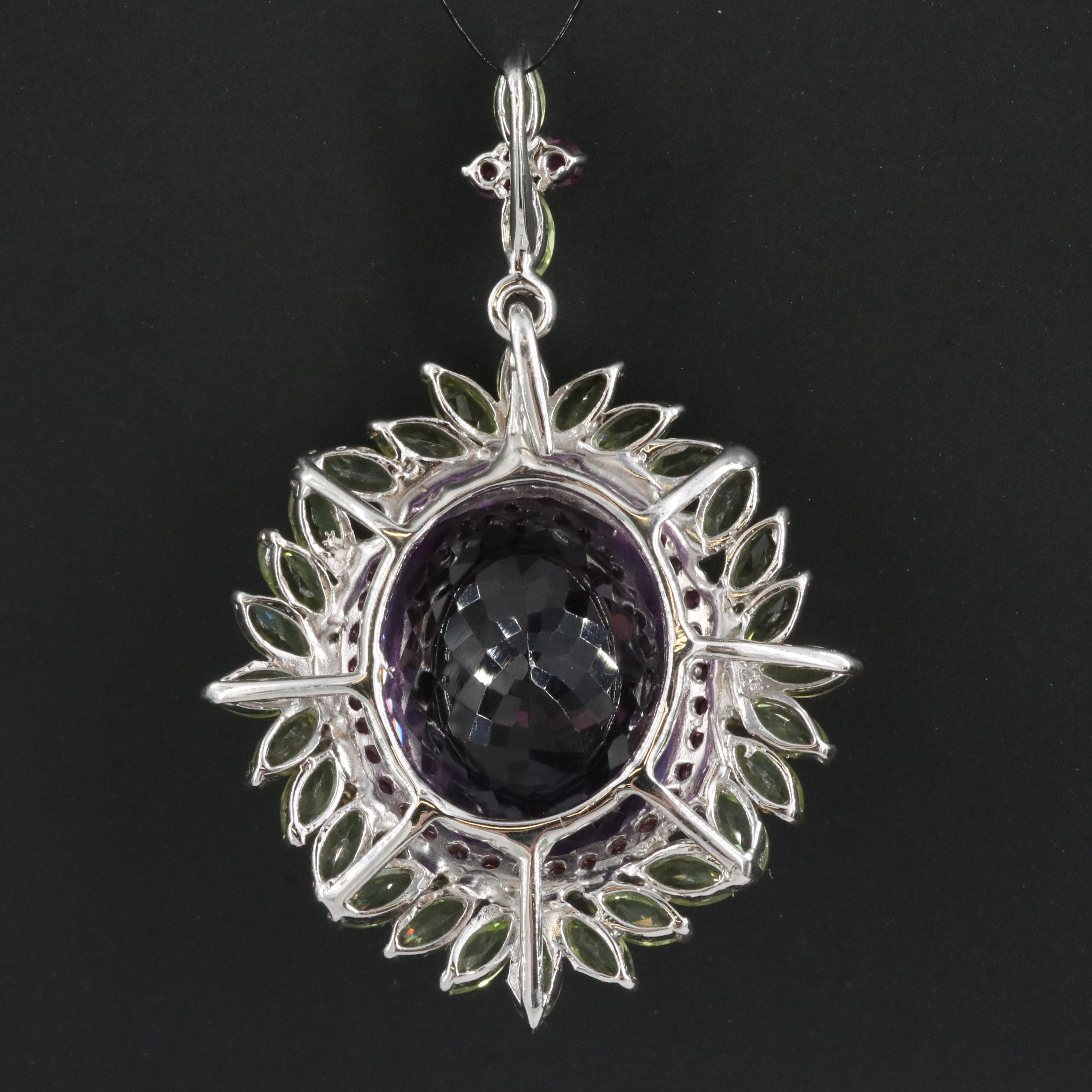Sterling Amethyst and Peridot Pendant