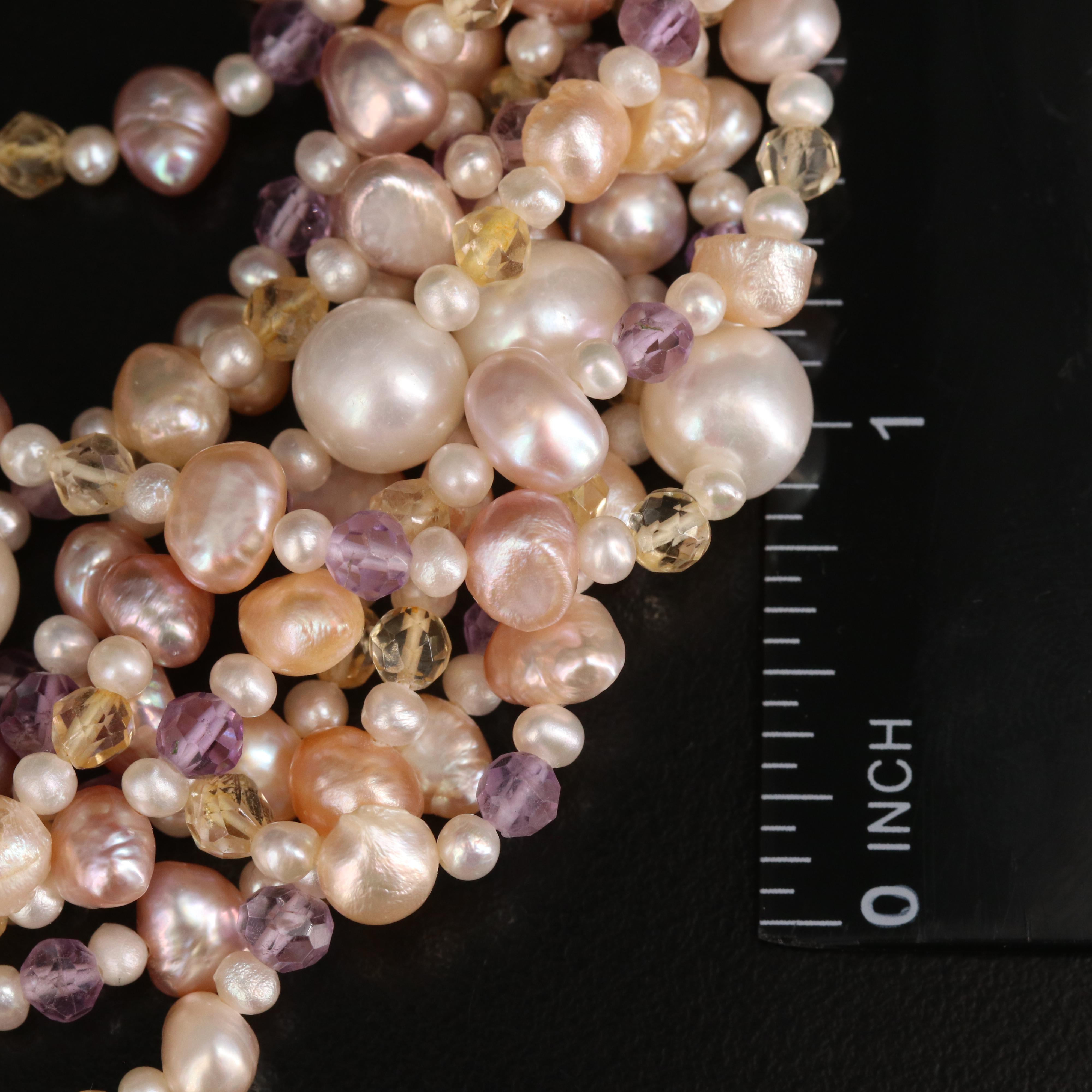 Pearl and Citrine Torsade with 14K Clasp