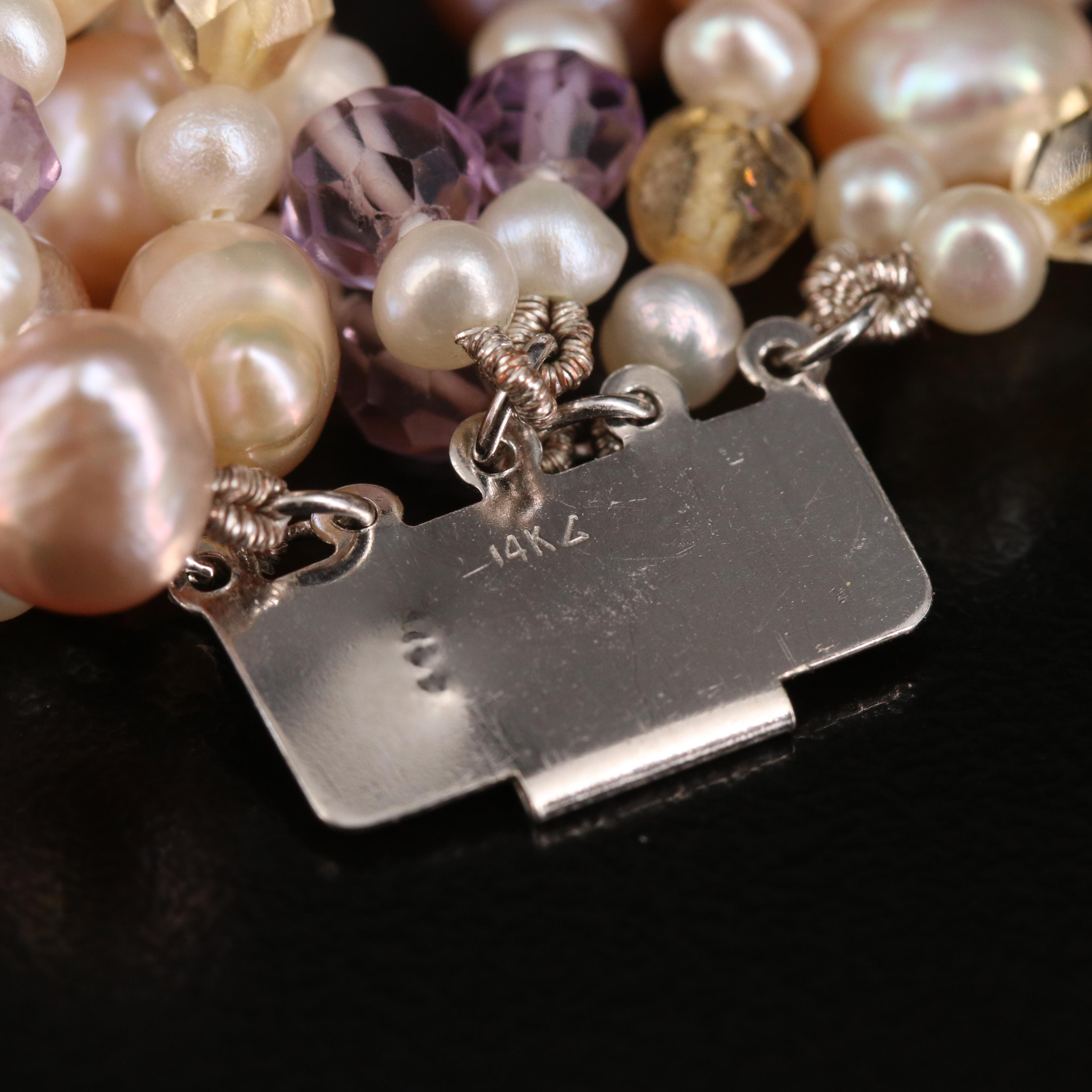 Pearl and Citrine Torsade with 14K Clasp