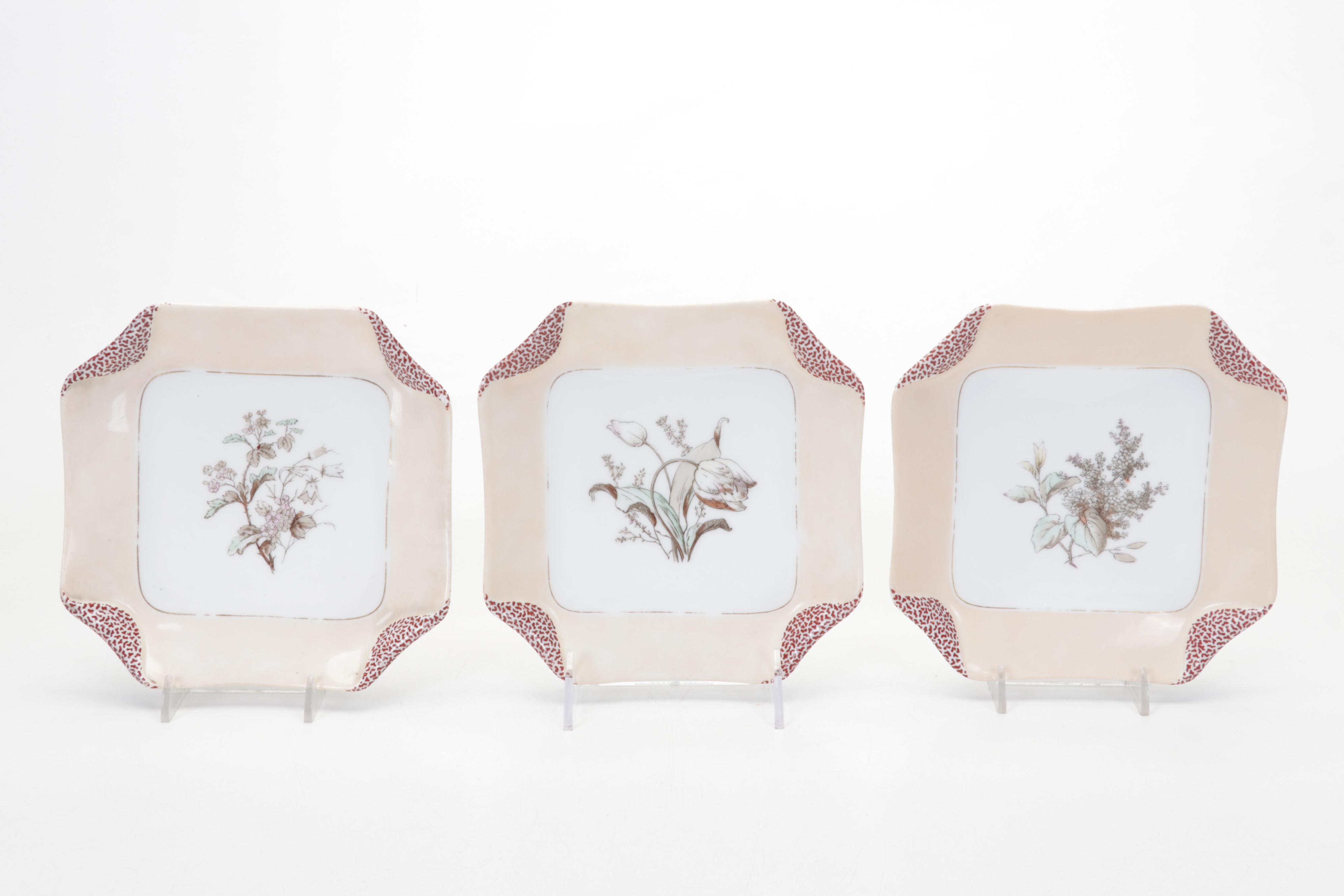 Haviland & Co. Limoges Hand-Painted Wildflower Dessert Plates and Serving Dish