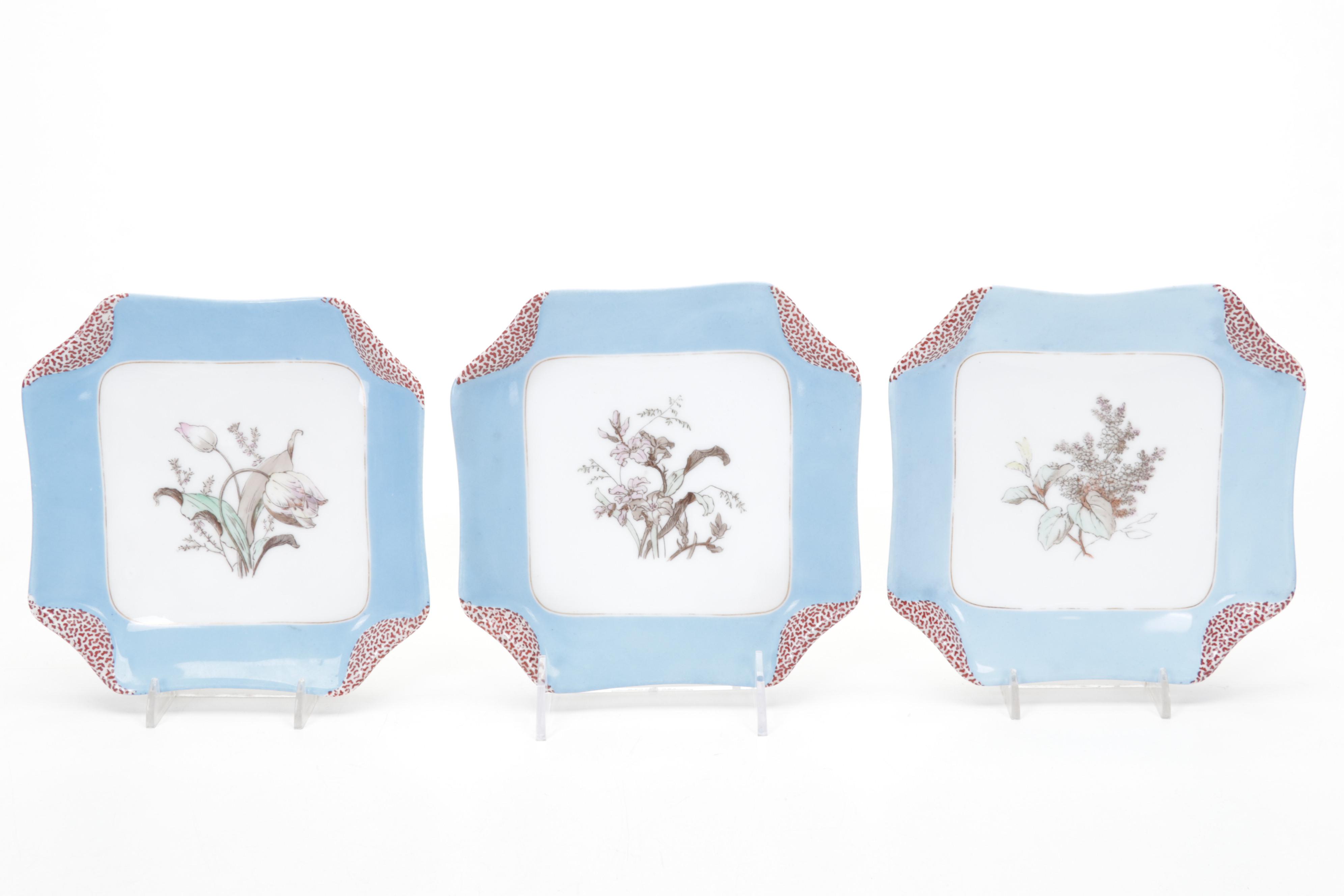 Haviland & Co. Limoges Hand-Painted Wildflower Dessert Plates and Serving Dish