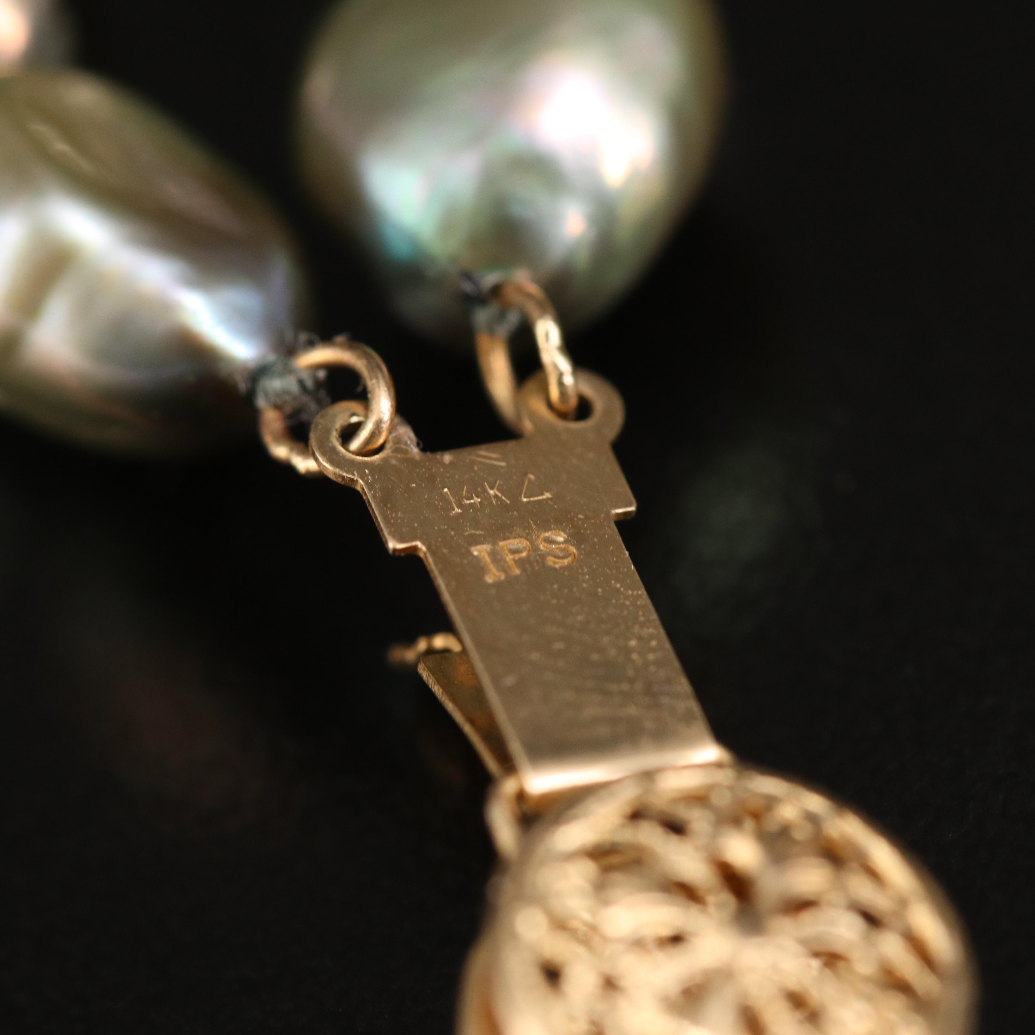 Baroque Pearl Double Strand Necklace with 14K Clasp