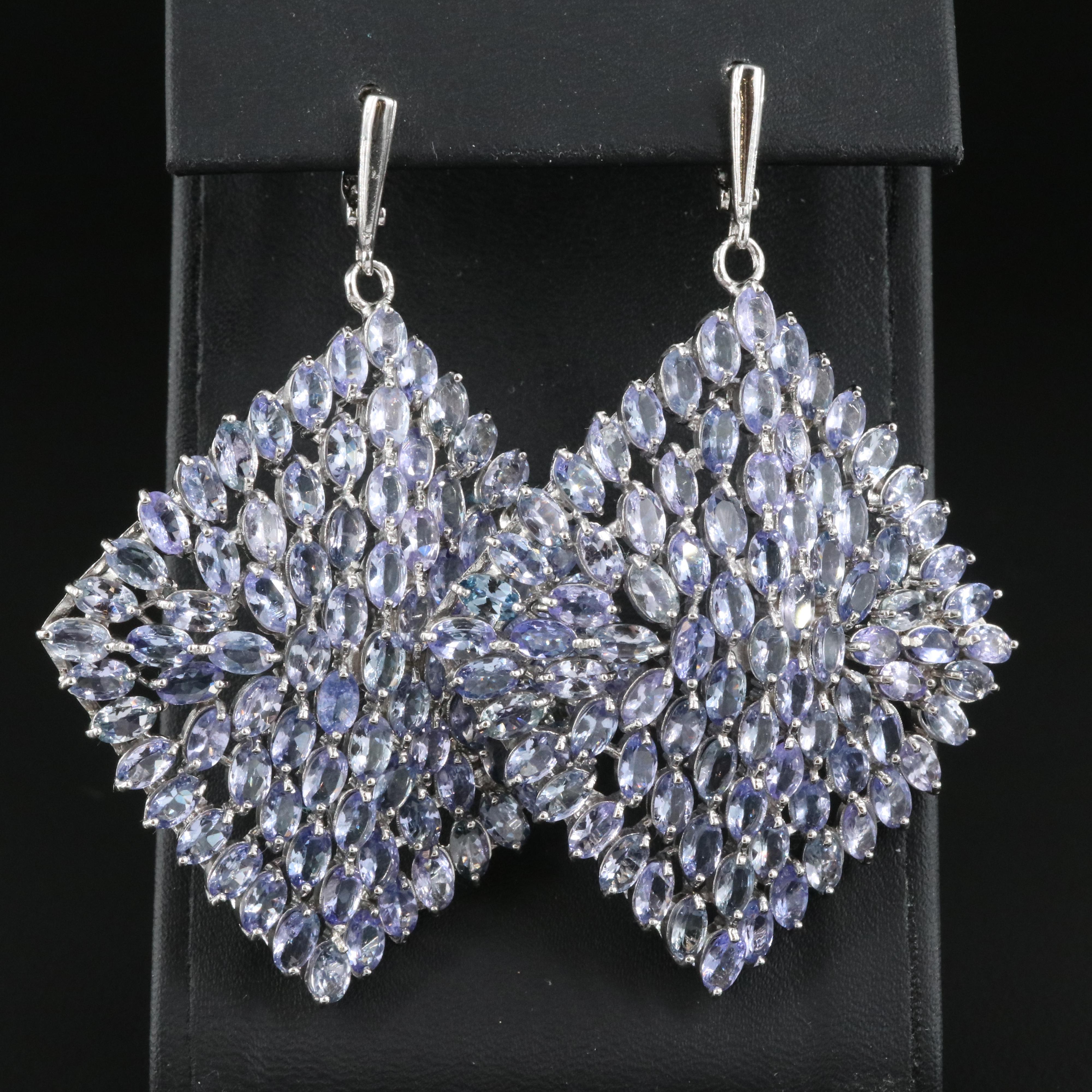 Sterling Tanzanite Cluster Earrings