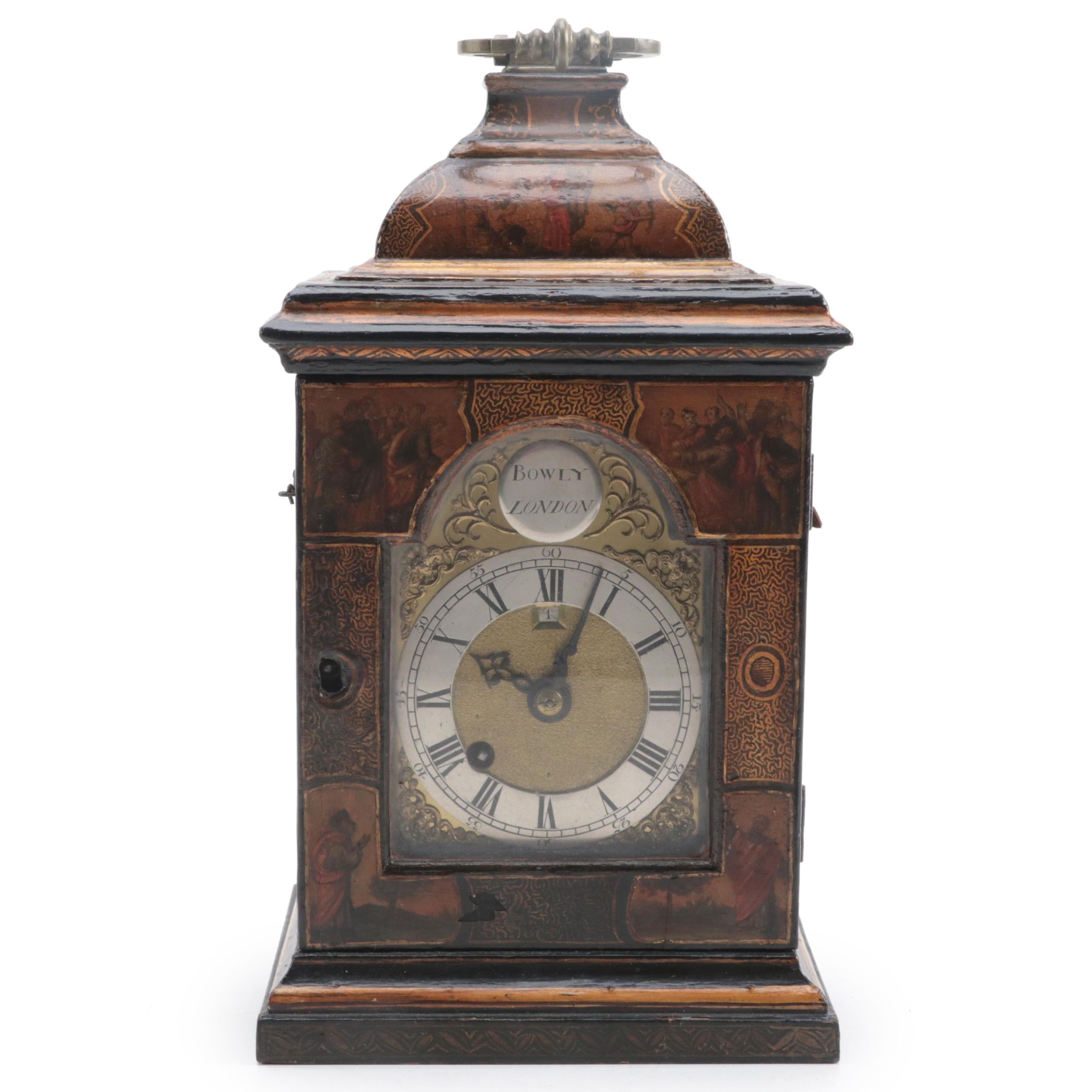 George III Devereux Bowly Chinoiserie Bracket Clock, Mid to Late 18th Century