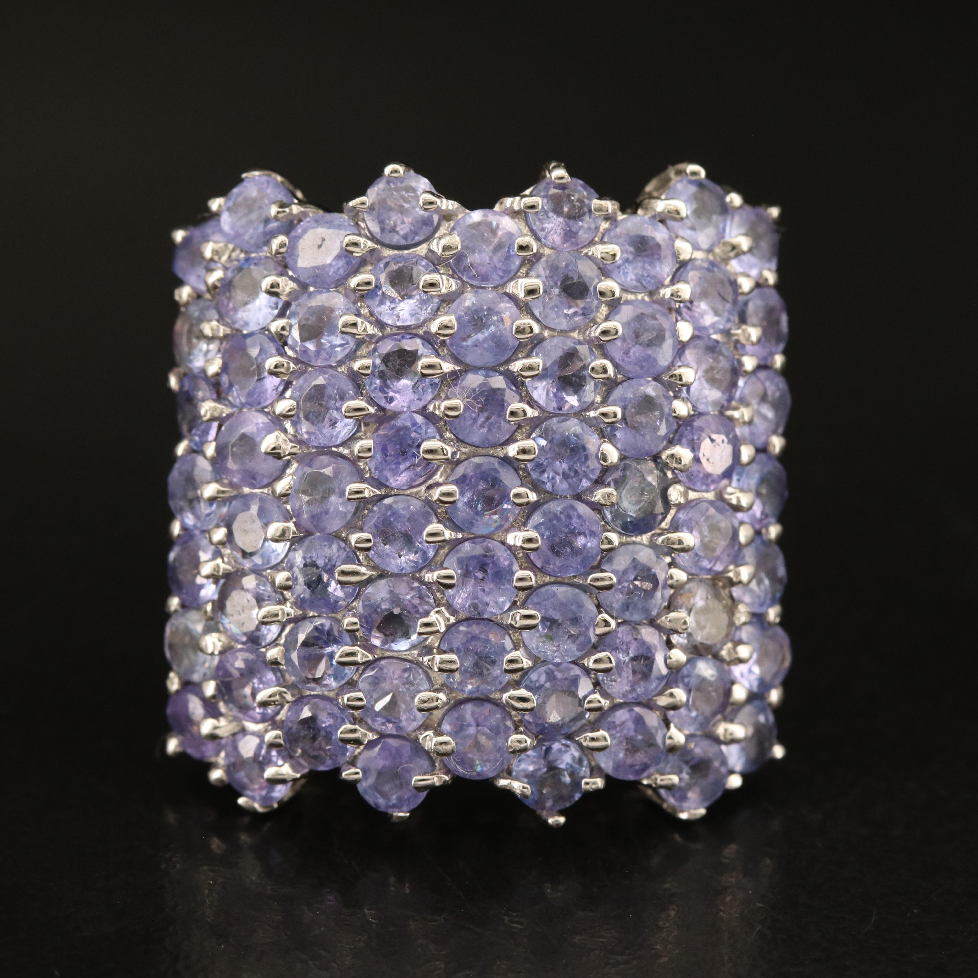Sterling Tanzanite Cluster Ring