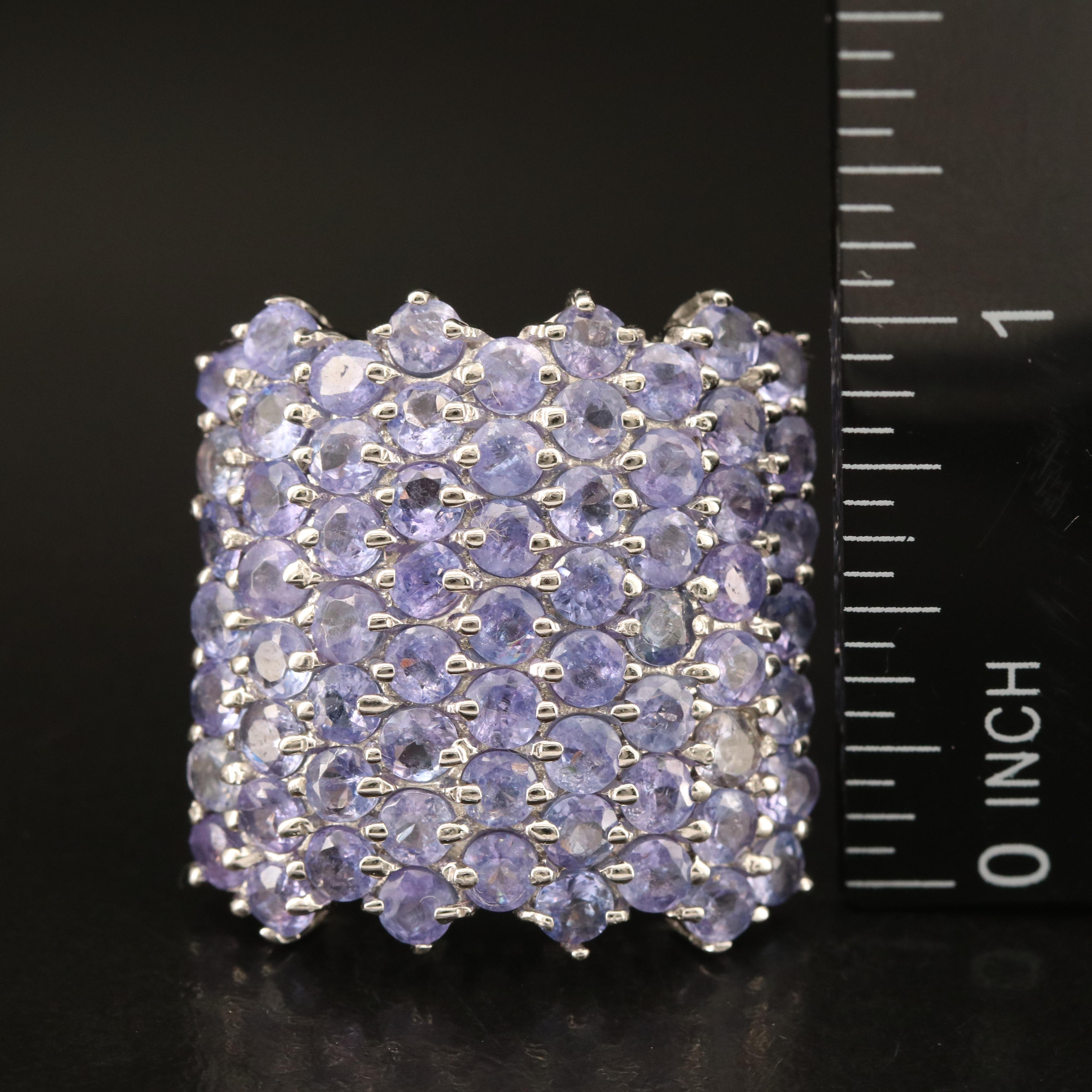 Sterling Tanzanite Cluster Ring