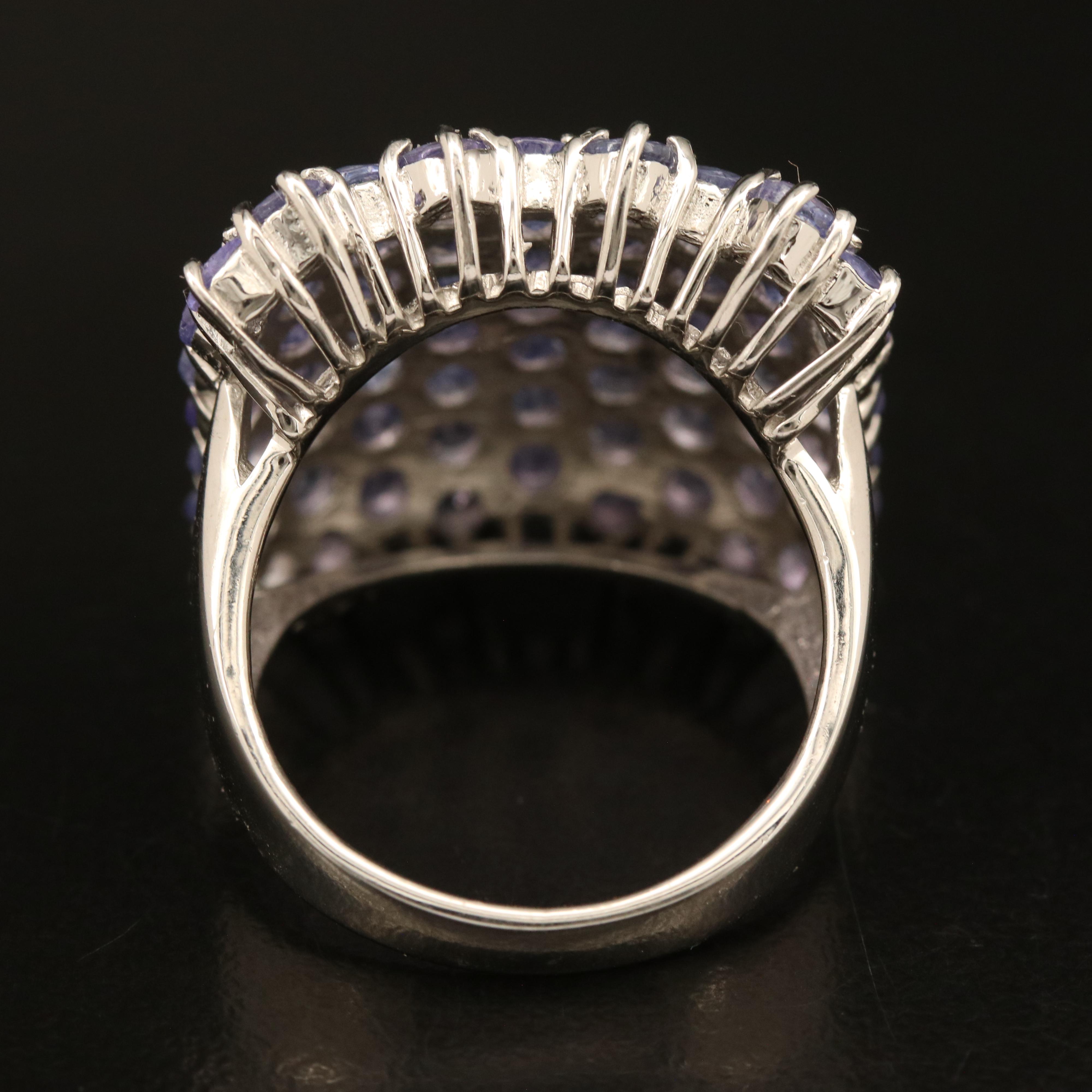 Sterling Tanzanite Cluster Ring