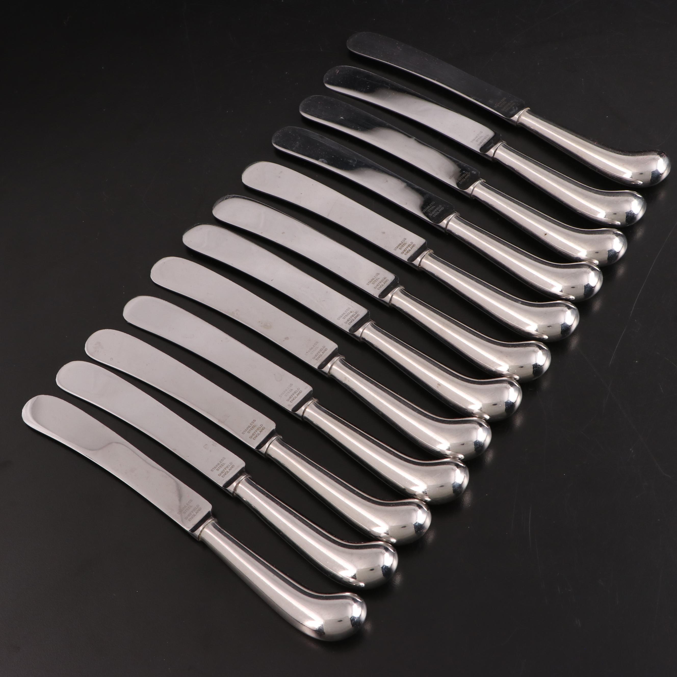 Sheffield Silver Plate and Stainless Steel Dinner and Salad Knives