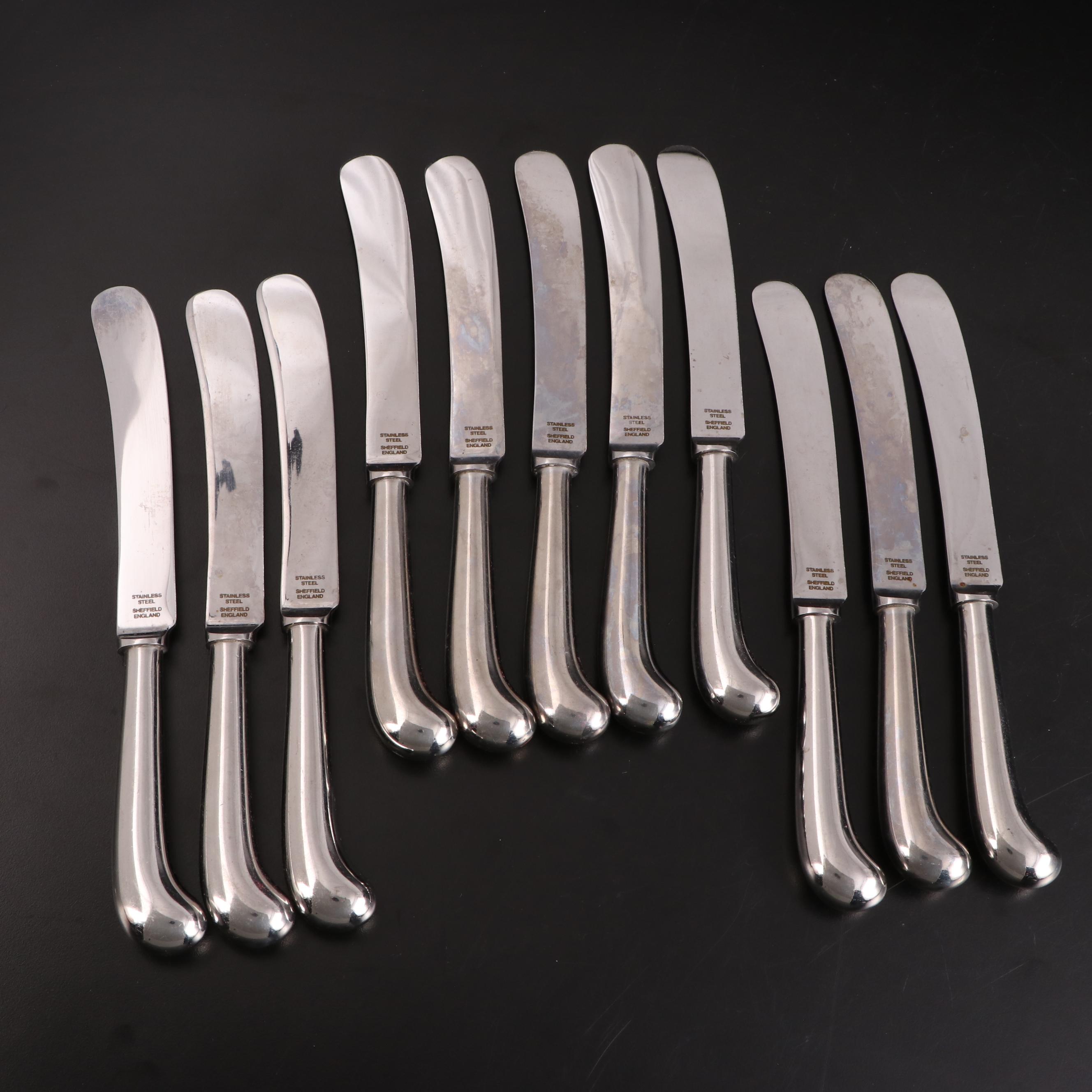 Sheffield Silver Plate and Stainless Steel Dinner and Salad Knives