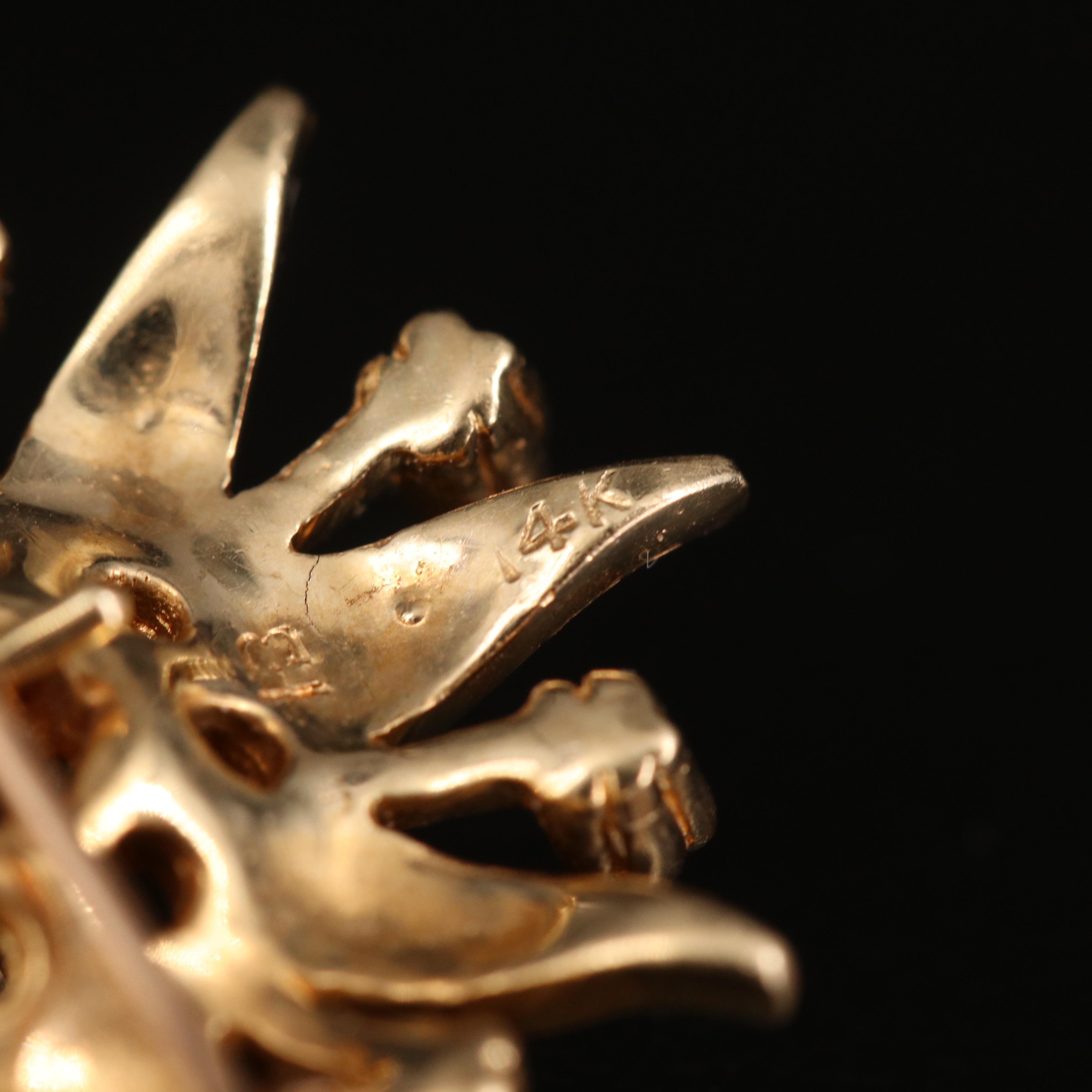 14K Diamond and Seed Pearl Sunburst Converter Brooch