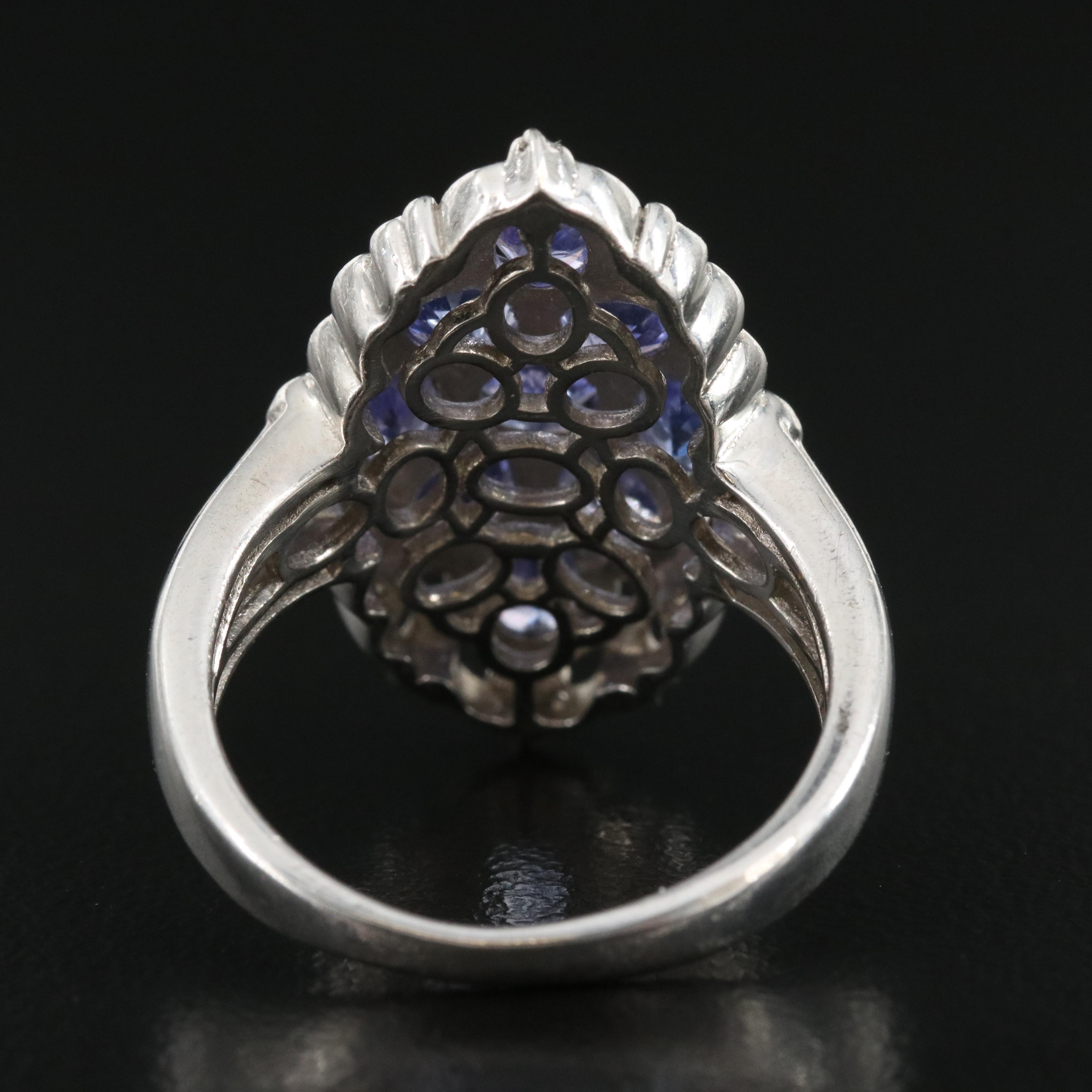 Sterling Tanzanite and Zircon Navette Ring