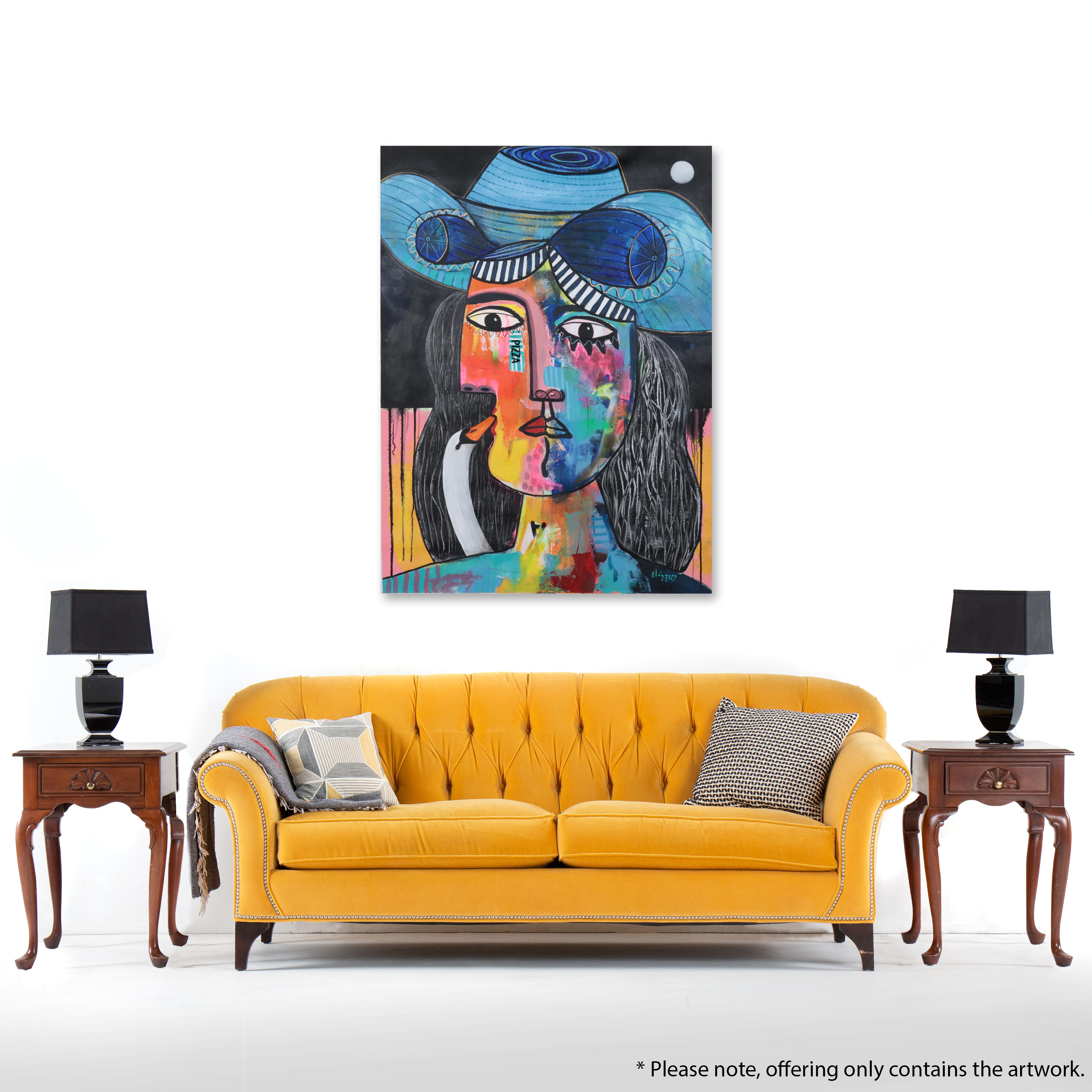 Michel Blázquez Mixed Media Painting "Leda and the Swan," 2023