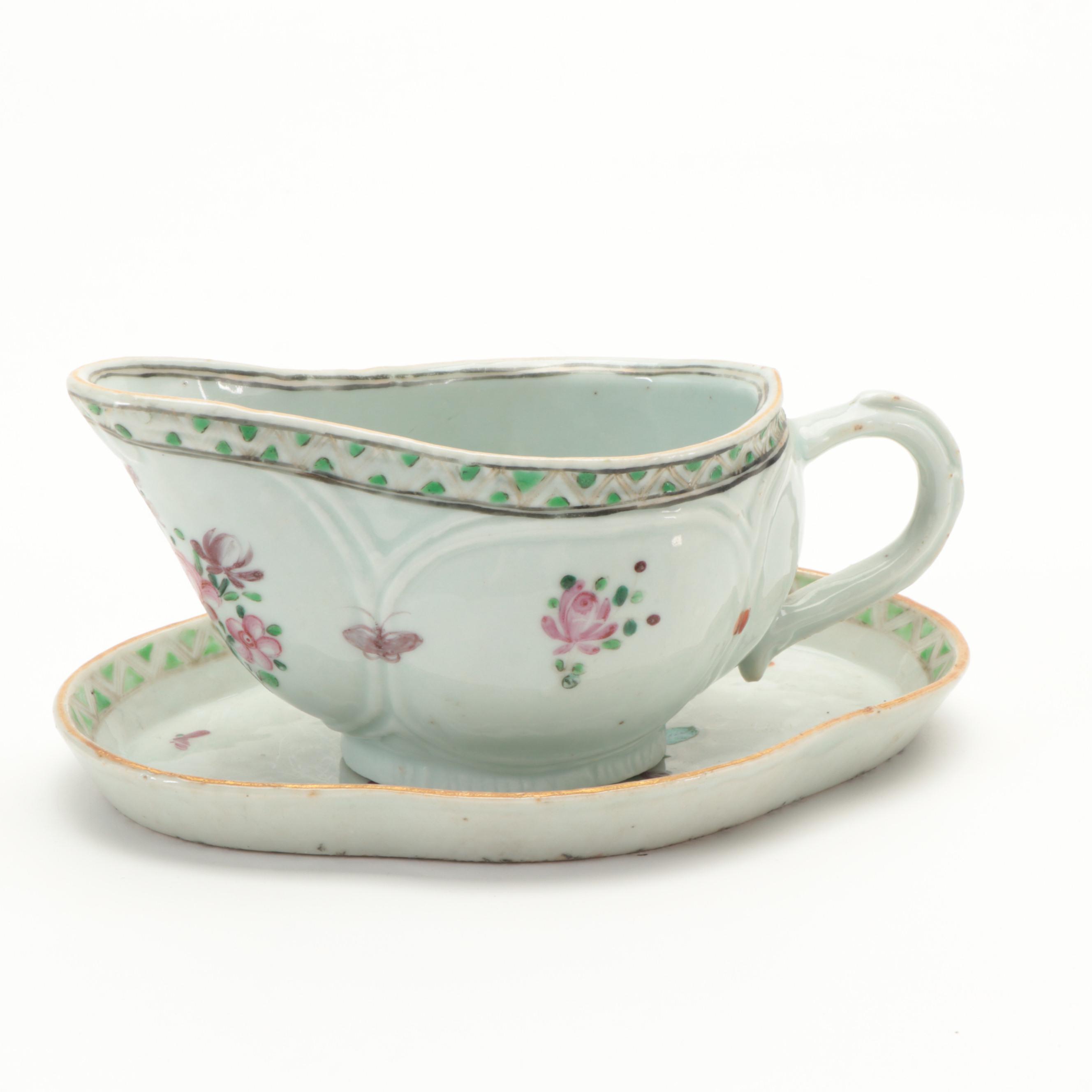 Chinese Export Porcelain Sauce Boats and Underplates