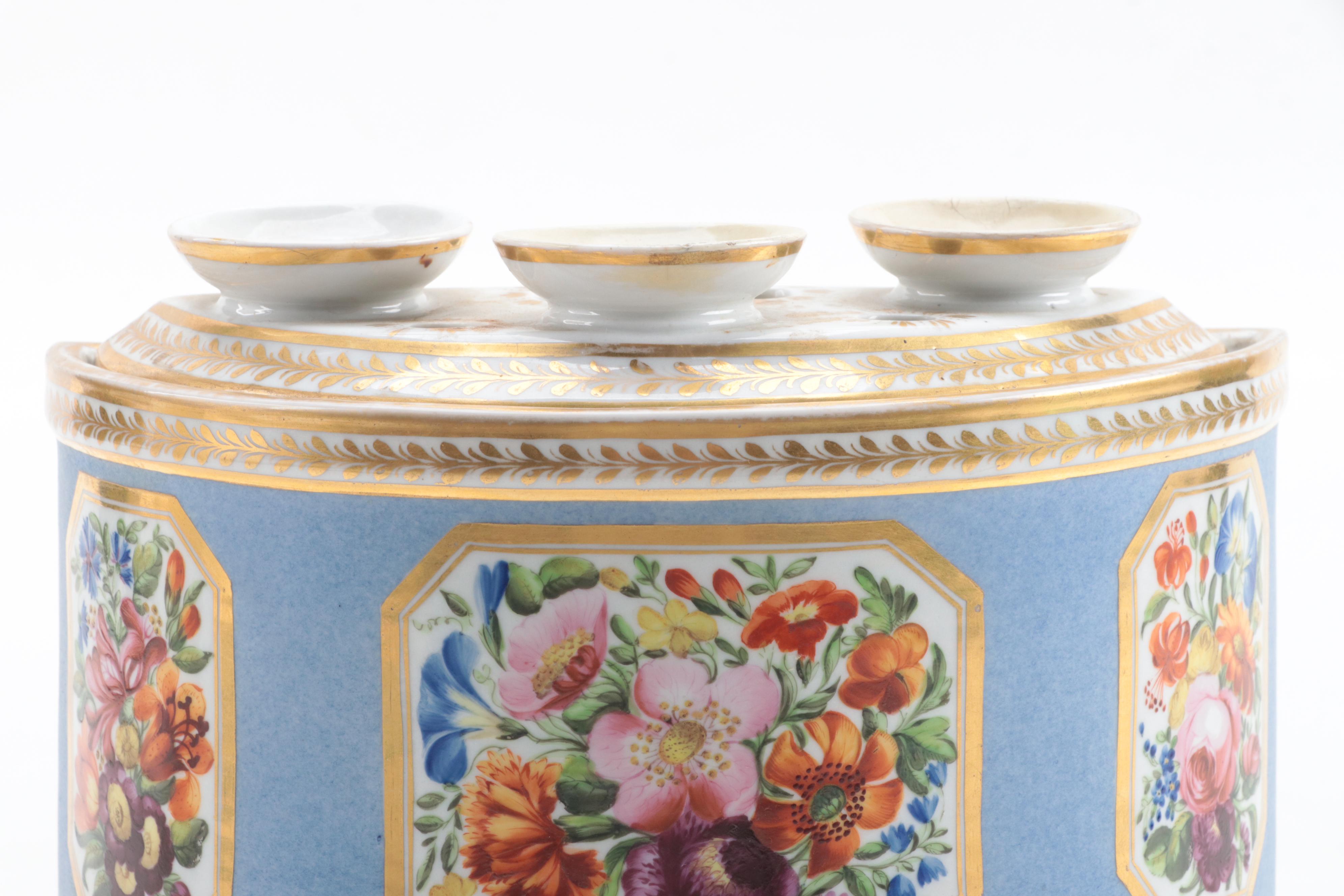 English Porcelain Demilune Bough Pot, Early to Mid-19th Century