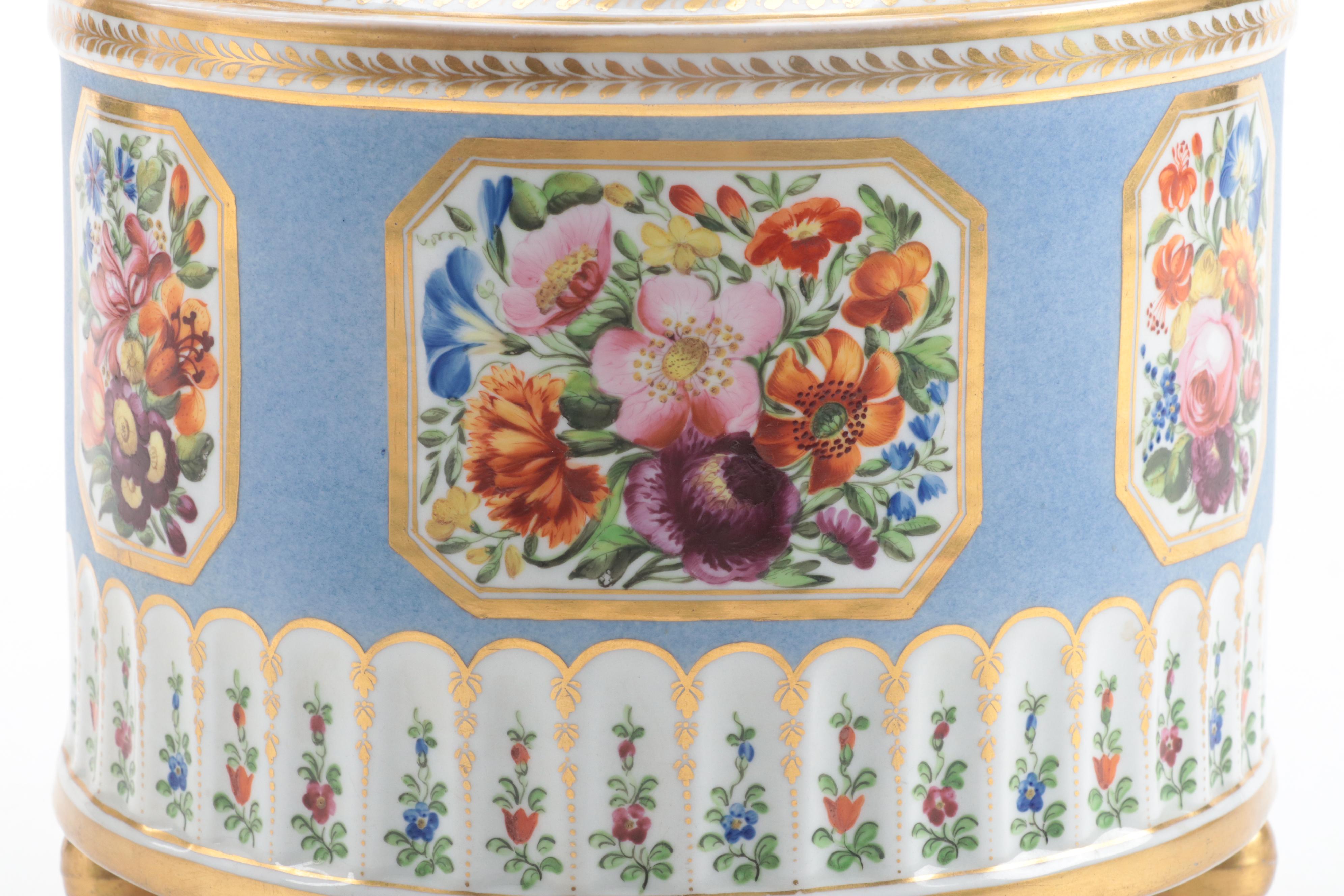 English Porcelain Demilune Bough Pot, Early to Mid-19th Century