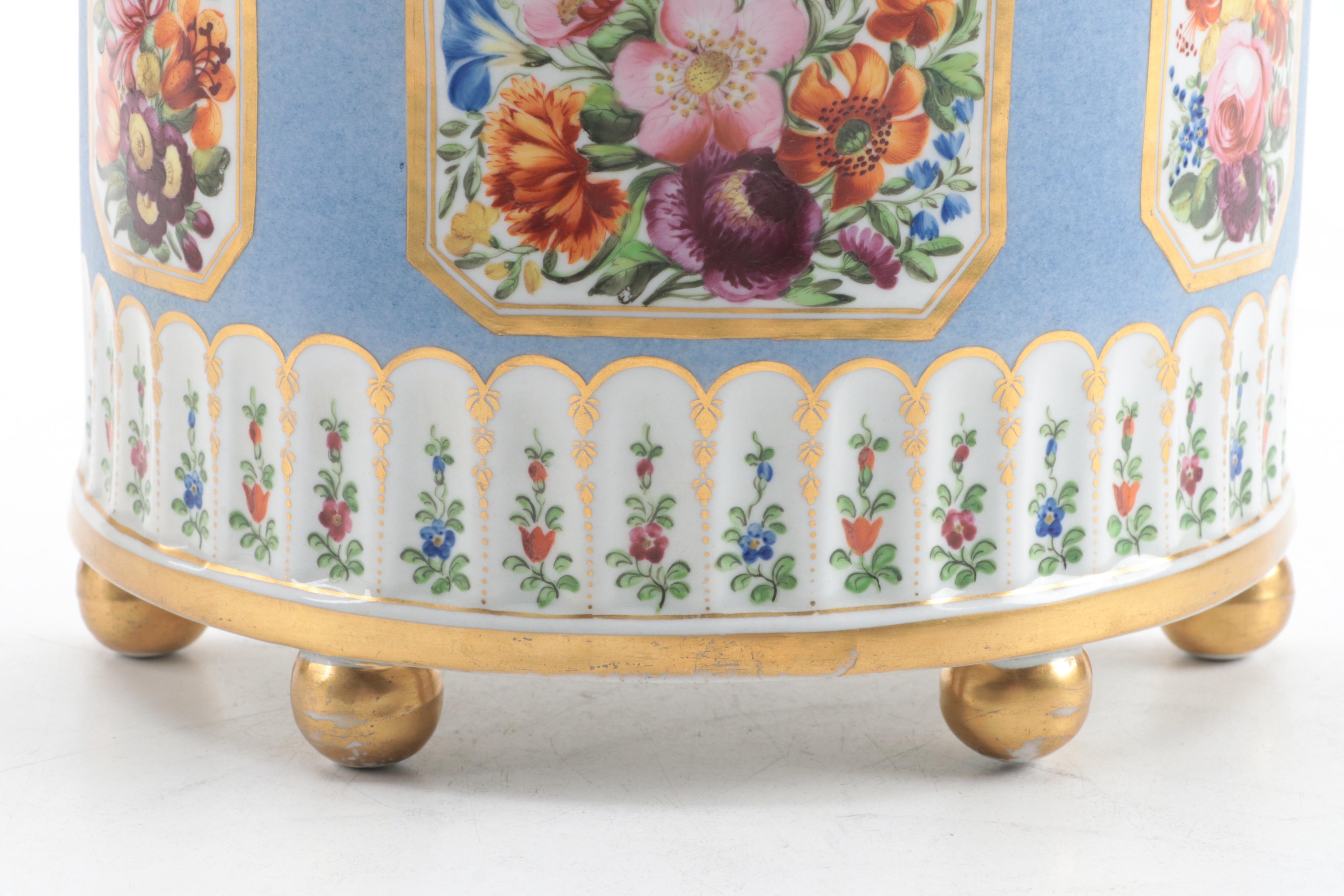 English Porcelain Demilune Bough Pot, Early to Mid-19th Century