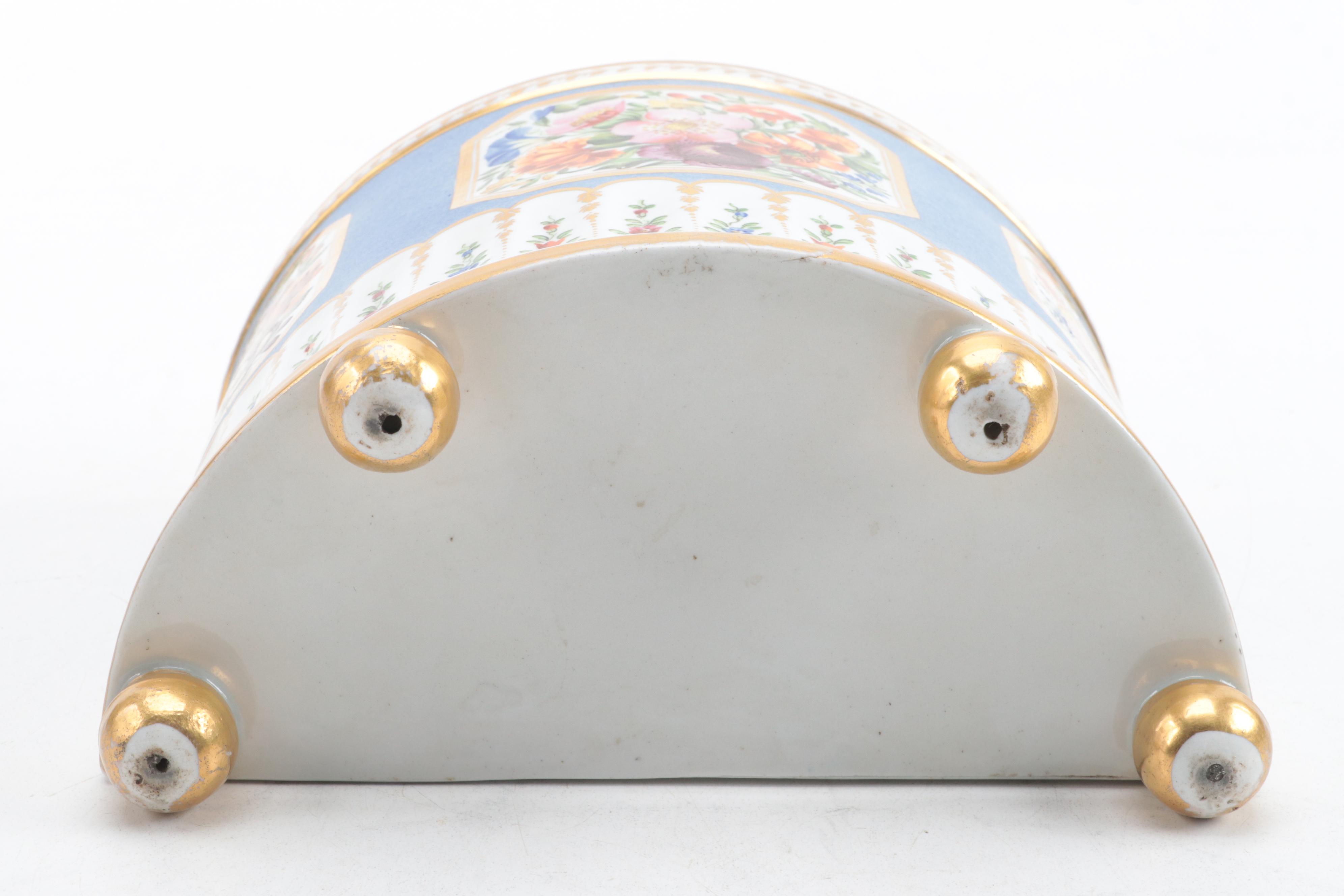 English Porcelain Demilune Bough Pot, Early to Mid-19th Century