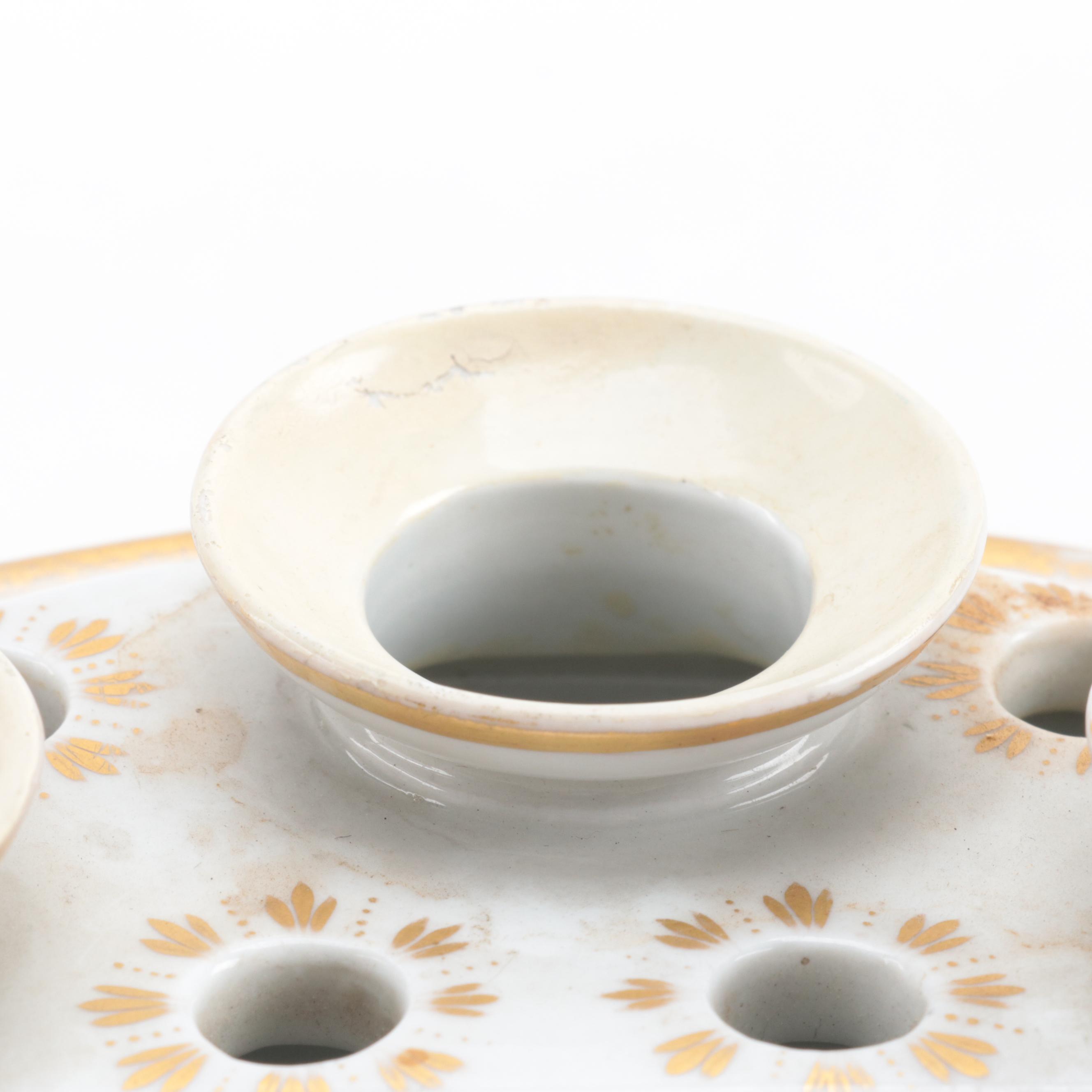 English Porcelain Demilune Bough Pot, Early to Mid-19th Century