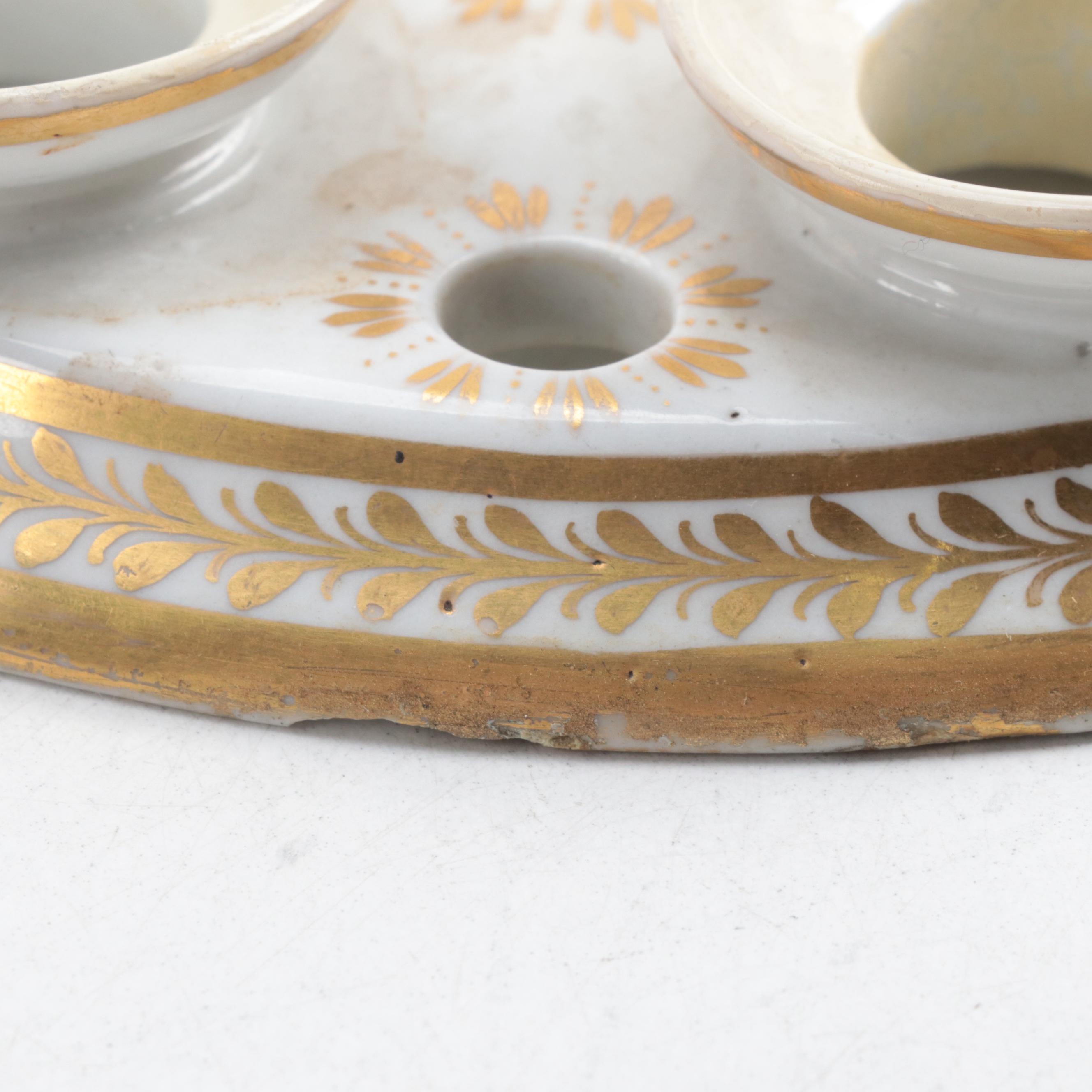 English Porcelain Demilune Bough Pot, Early to Mid-19th Century