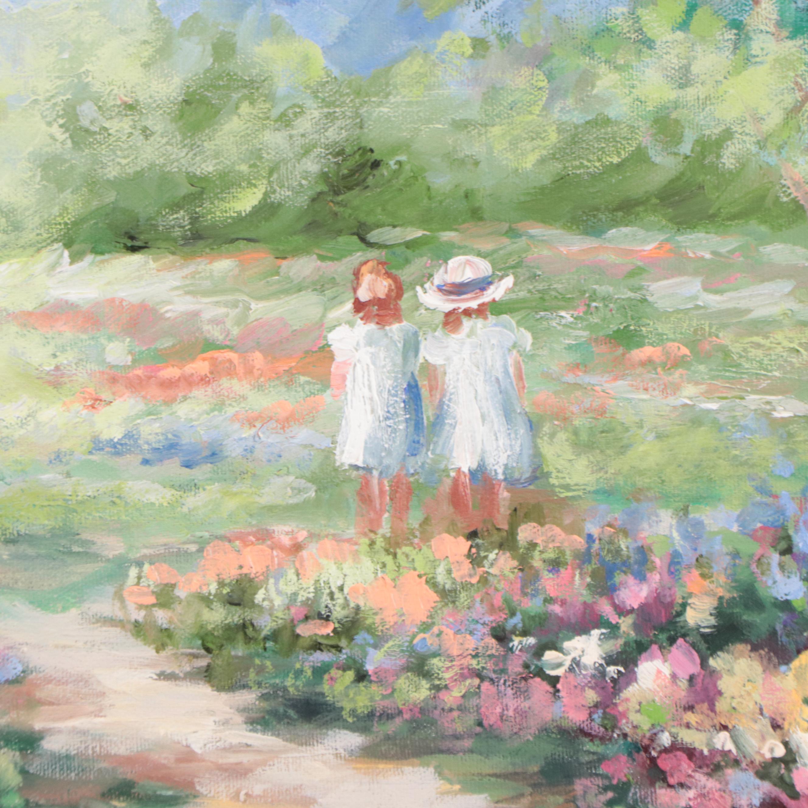 Impressionist Inspired Garden Landscape Oil Painting
