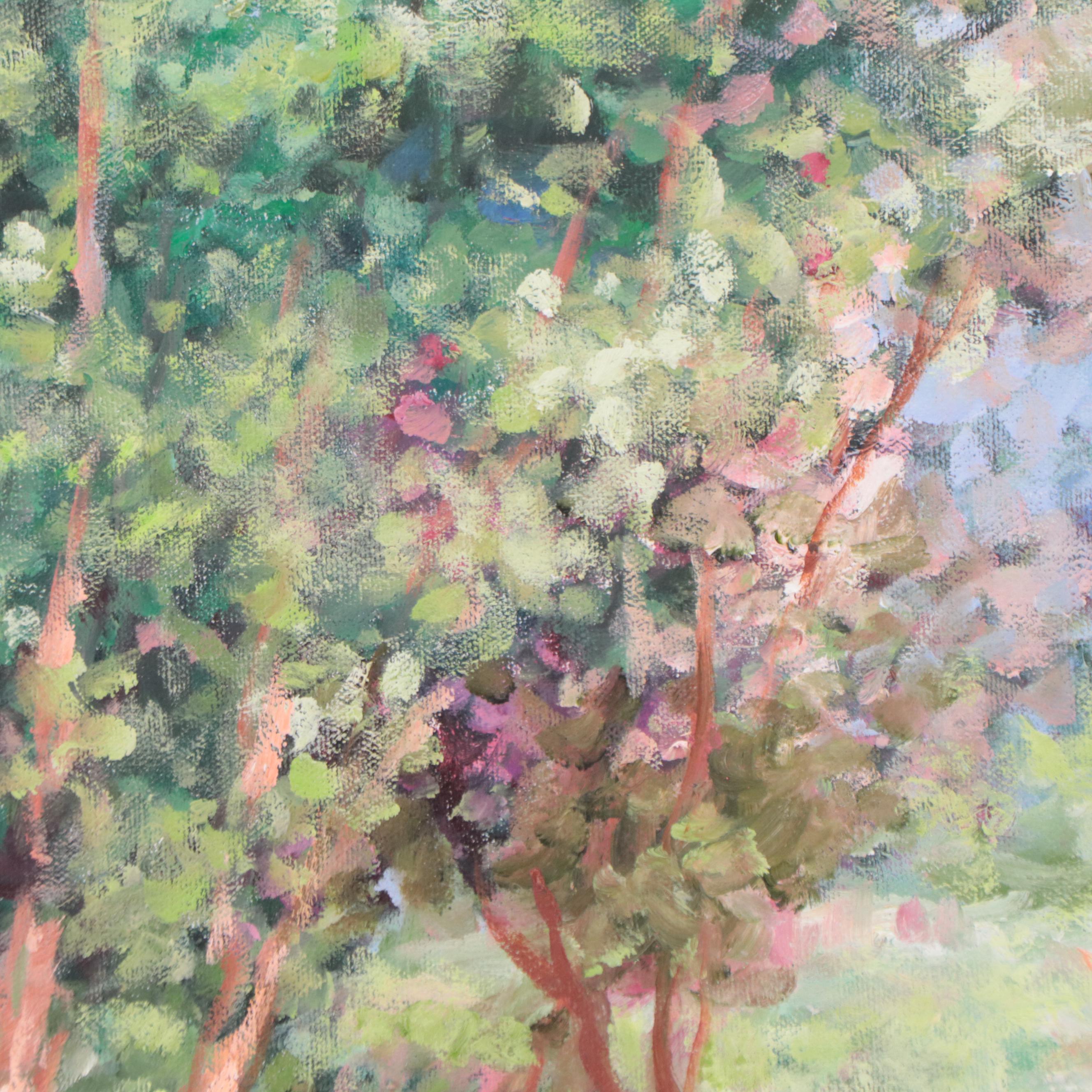 Impressionist Inspired Garden Landscape Oil Painting