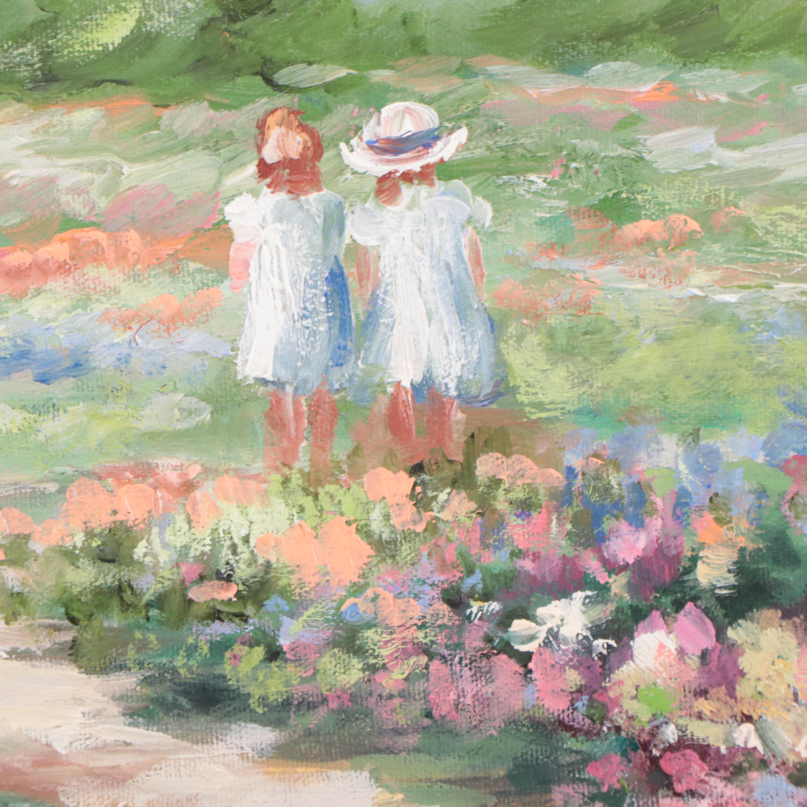 Impressionist Inspired Garden Landscape Oil Painting