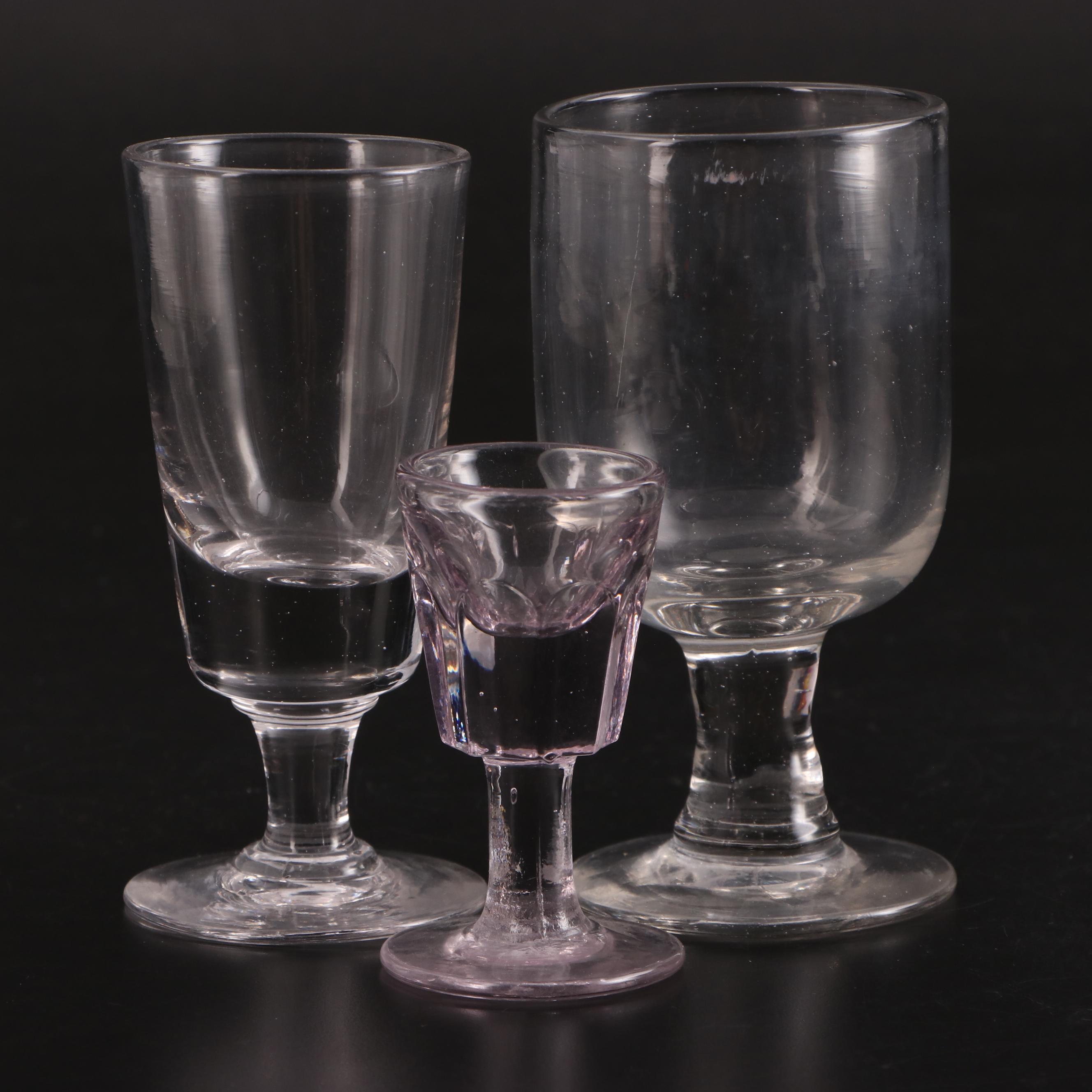 Sun Purple Flint Glass with Other Glass Goblets and Muddlers