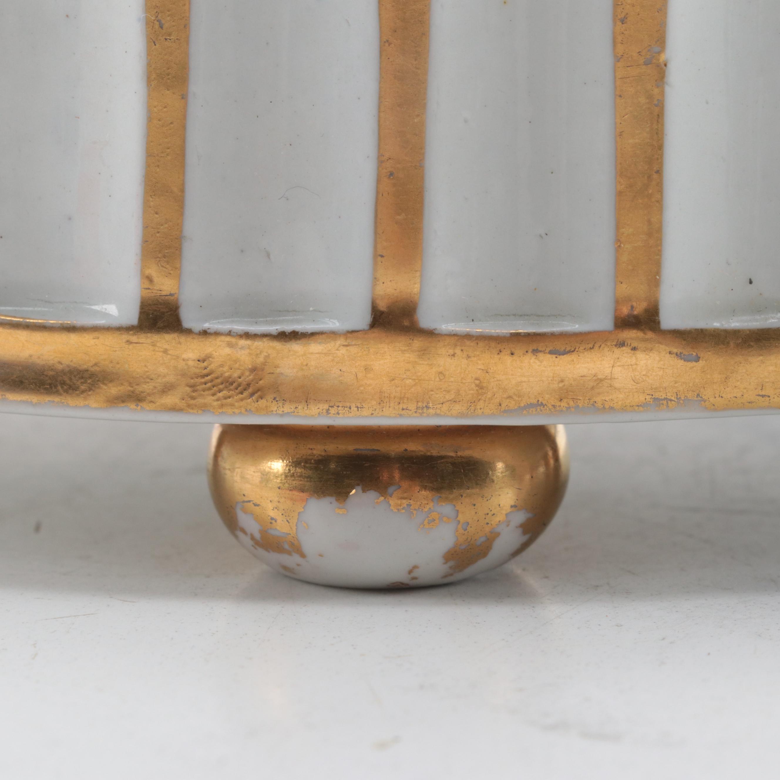 English Porcelain Scenic Demilune Bough Pots, Early to Mid 19th Century