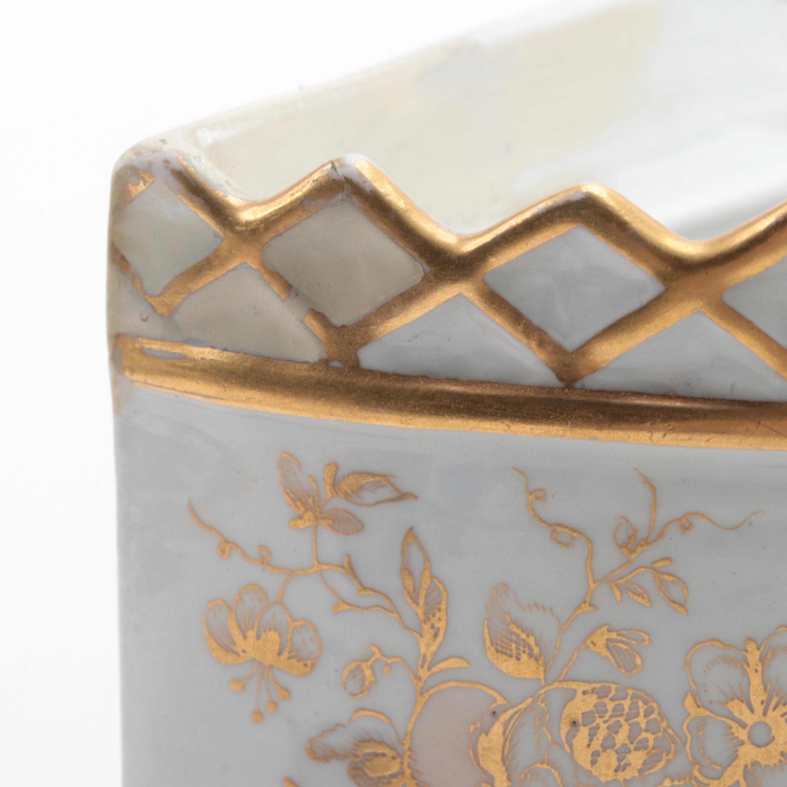 English Porcelain Scenic Demilune Bough Pots, Early to Mid 19th Century