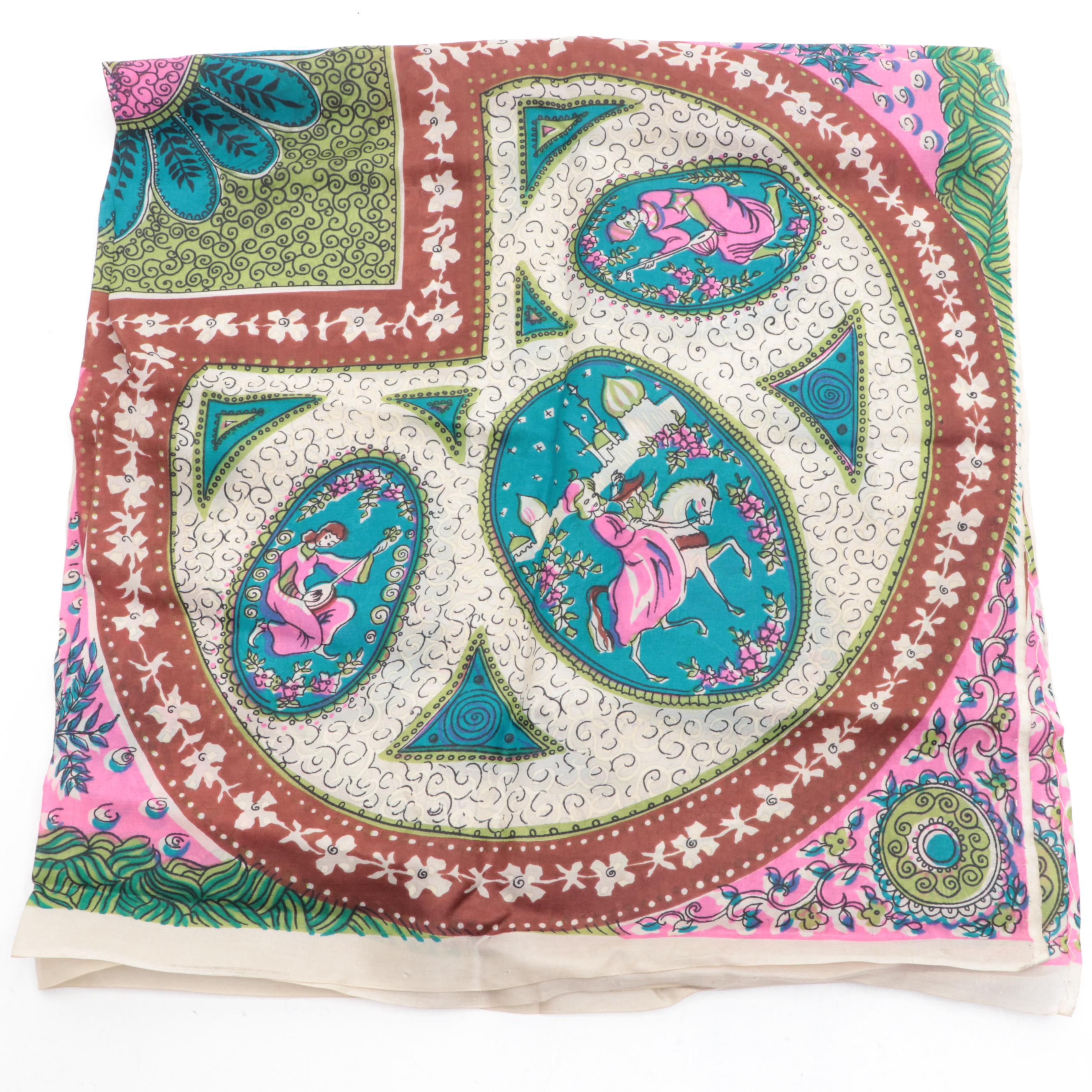 Crocheted Drawstring Pouches with Patterned Scarves