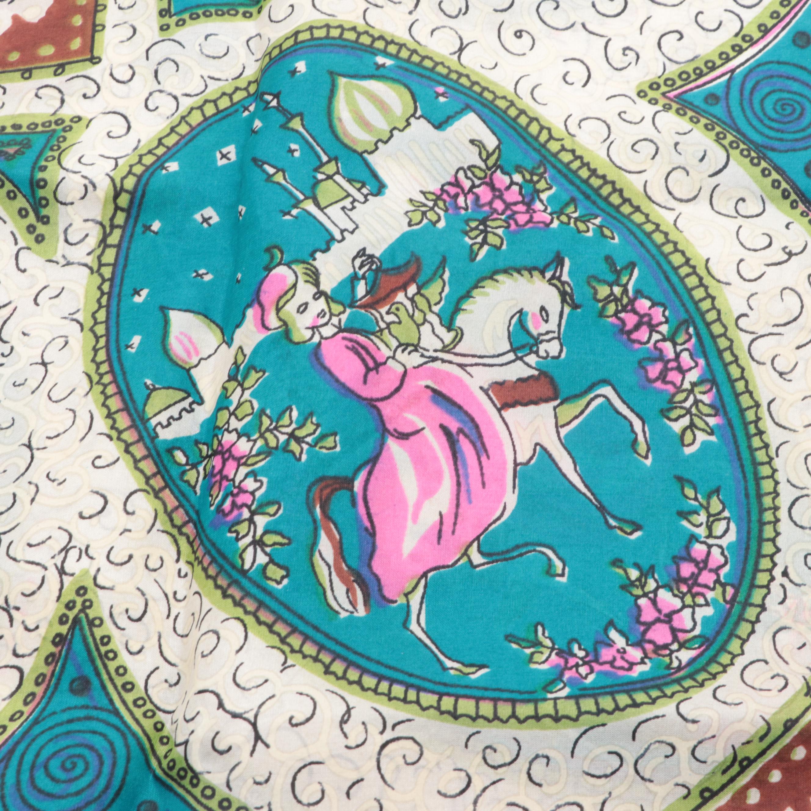 Crocheted Drawstring Pouches with Patterned Scarves